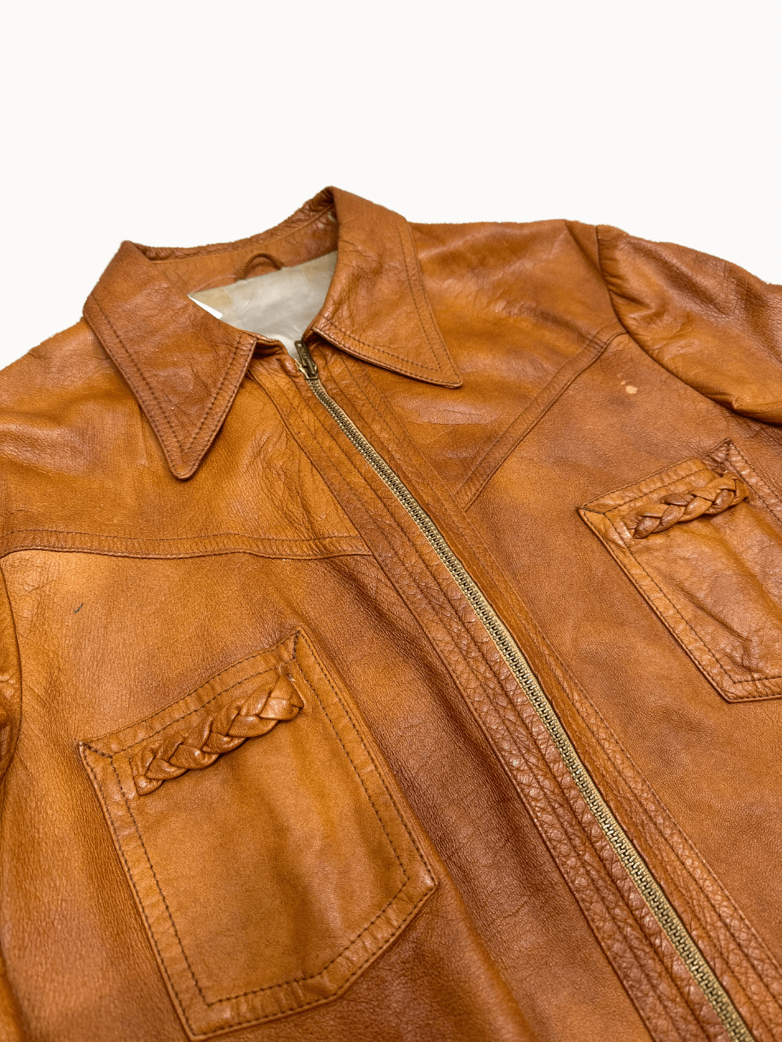 1970s Cognac Leather Jacket (S) - Shinka
