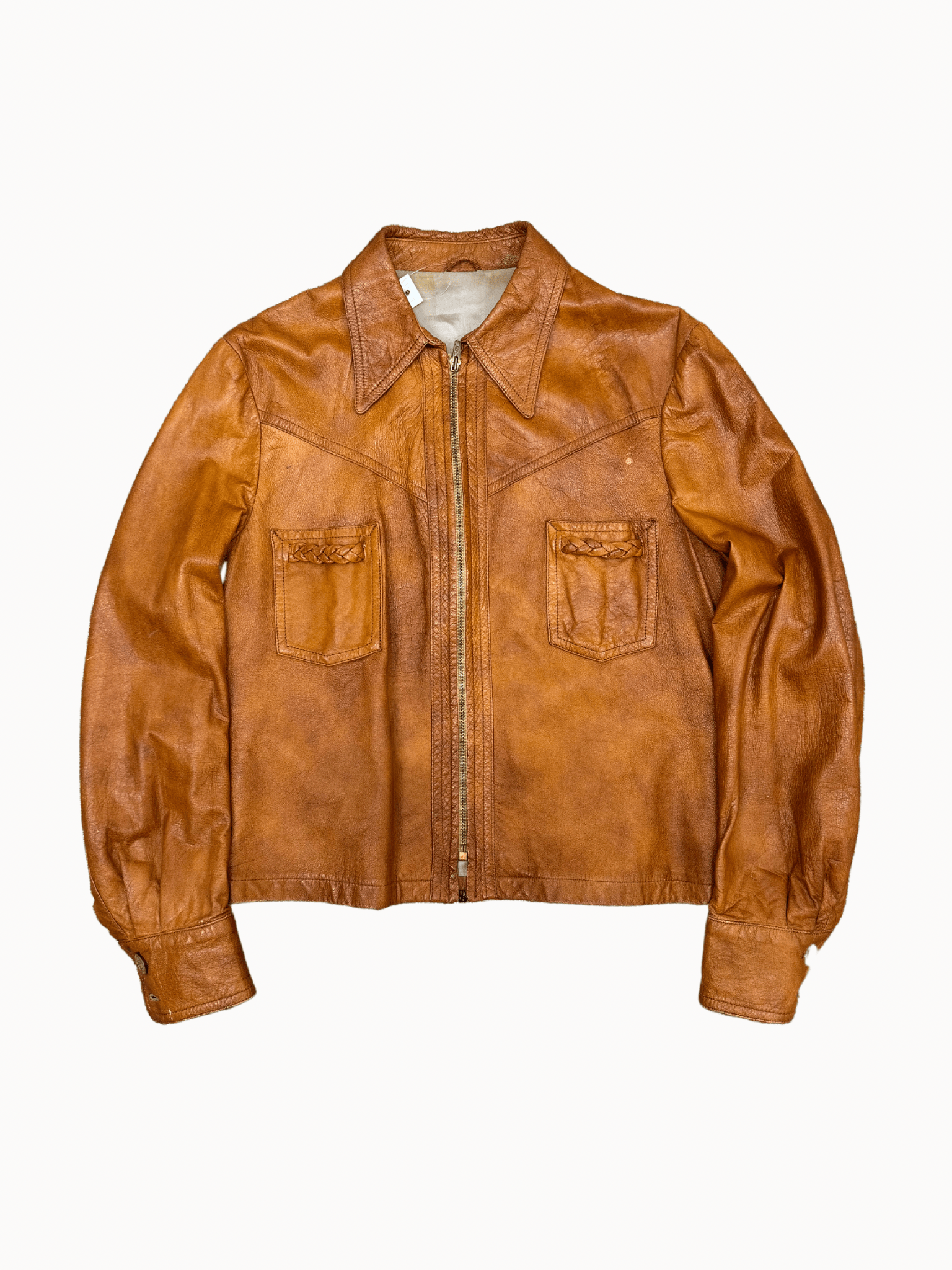 1970s Cognac Leather Jacket (S) - Shinka
