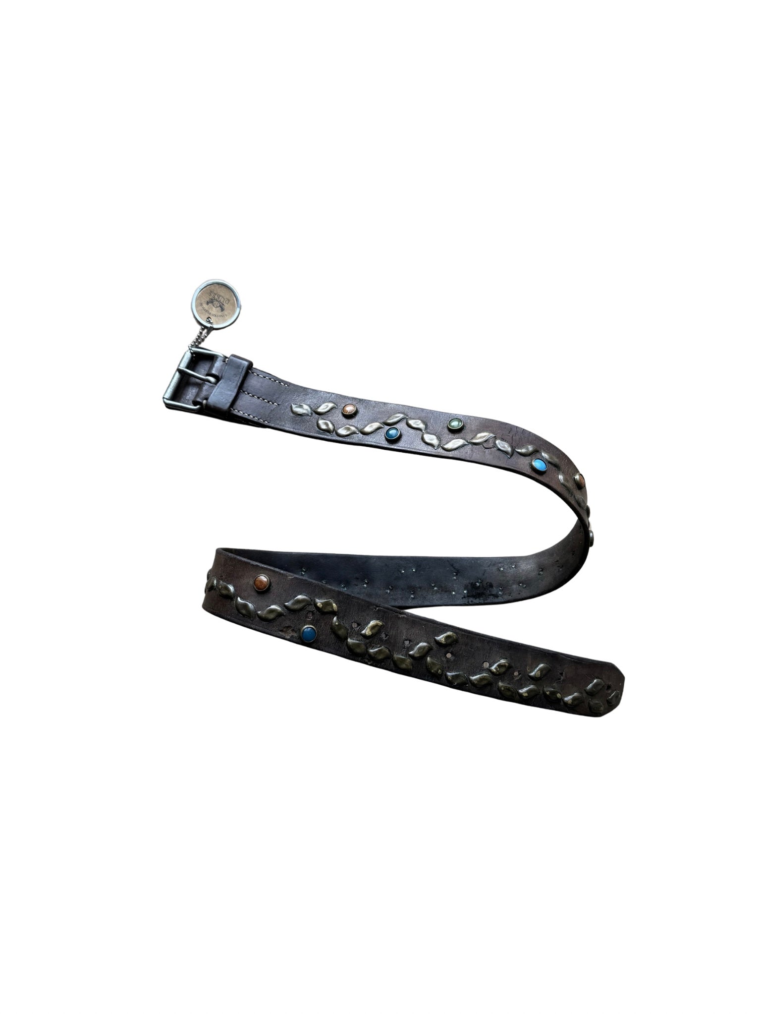 Dukes Finest Artisan Leather Belt – Mixed Gemstone Studs