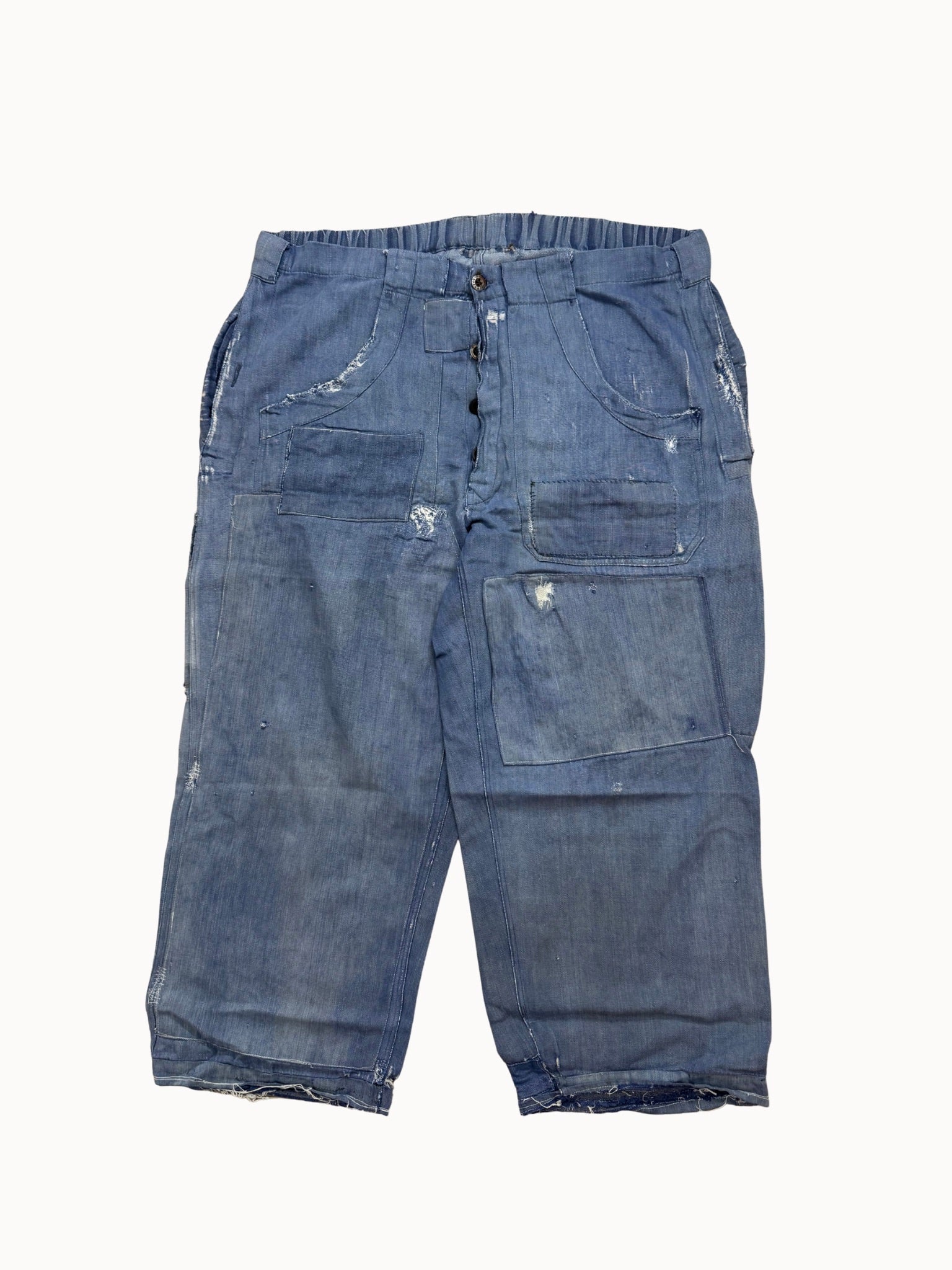 French Work Trousers — Indigo HBT, 1920s/30s (Forveille Button)