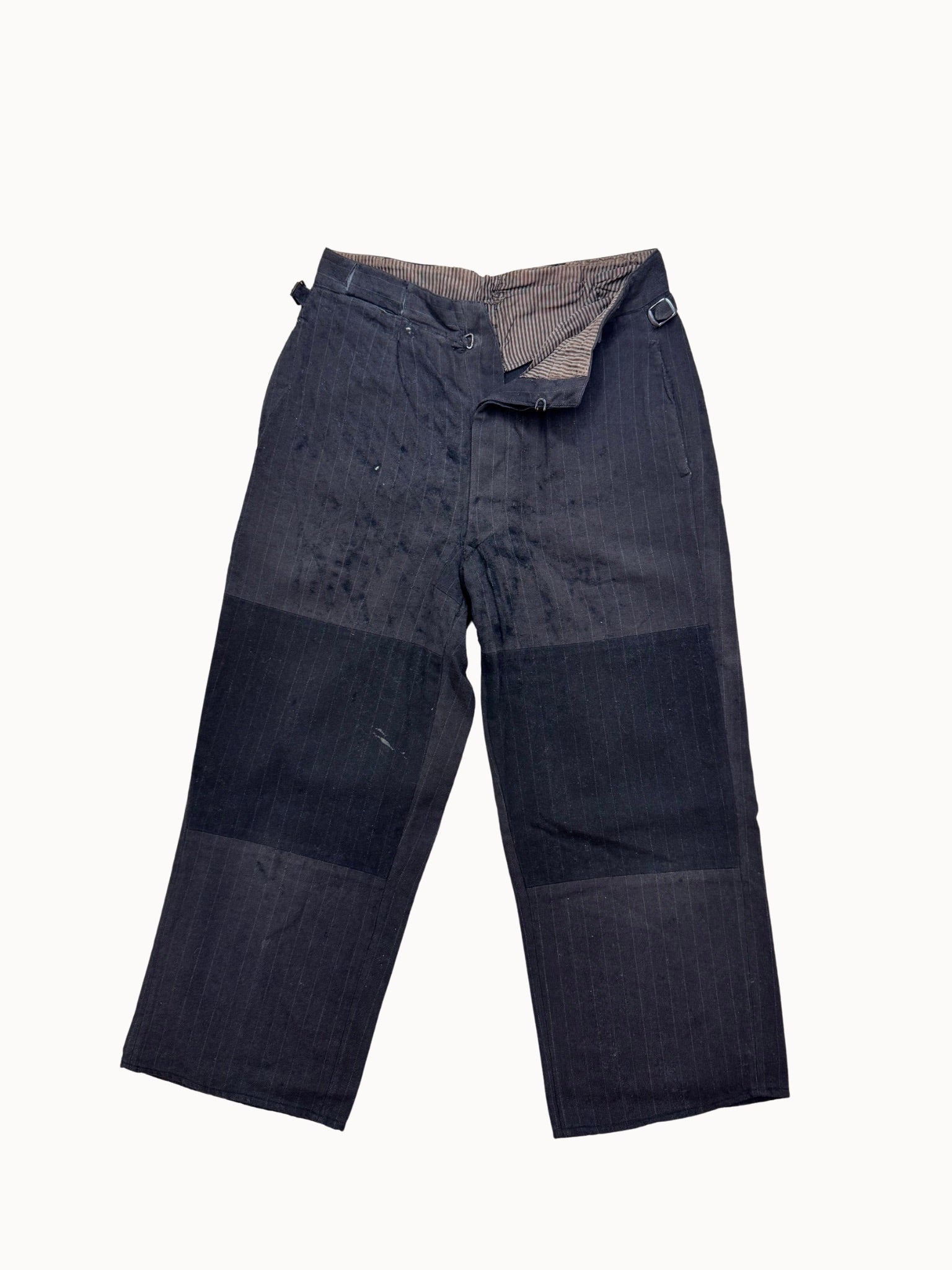 French Work Trousers — Pinstripe Cinchback, 1920s/30s