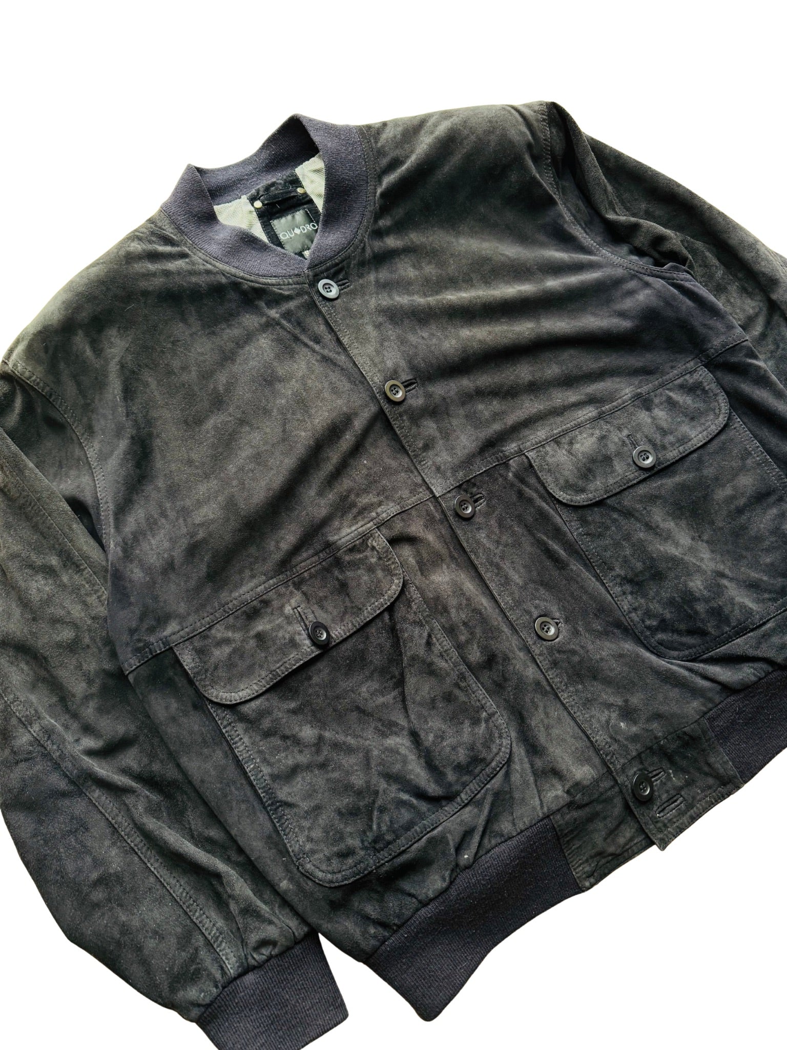 Vintage Suede Bomber Jacket — 1980s (L)