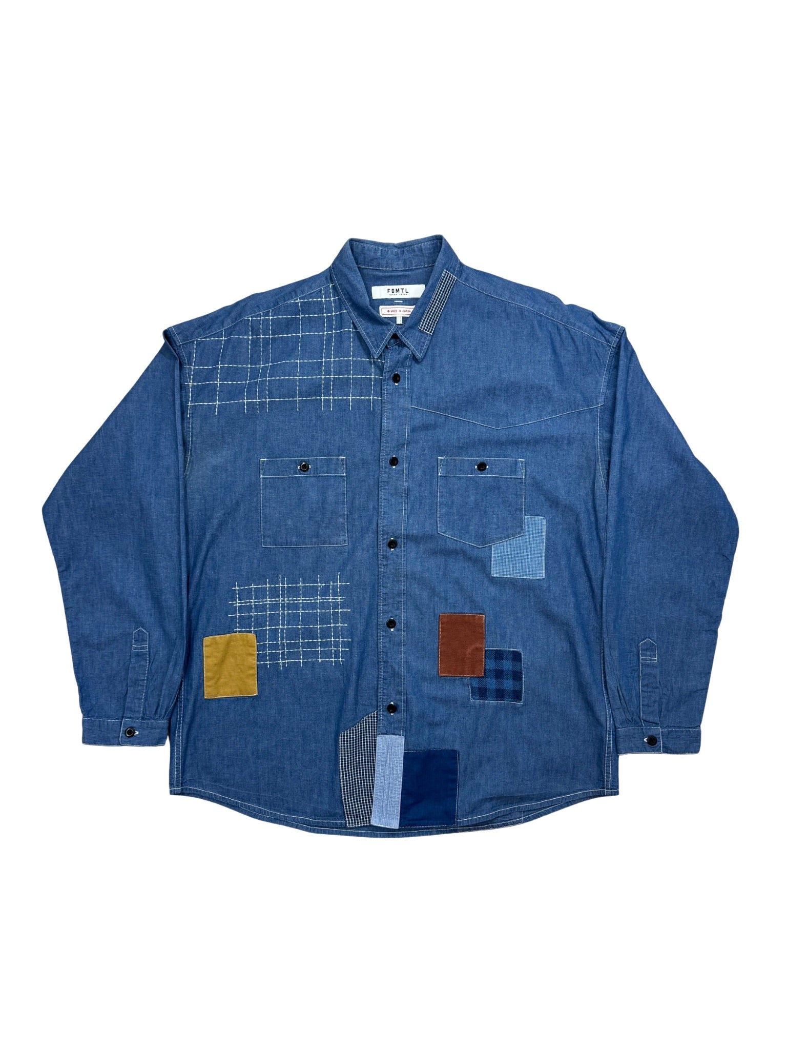 FDMTL Boro Patchwork Chambray Shirt – Made in Japan (XL)