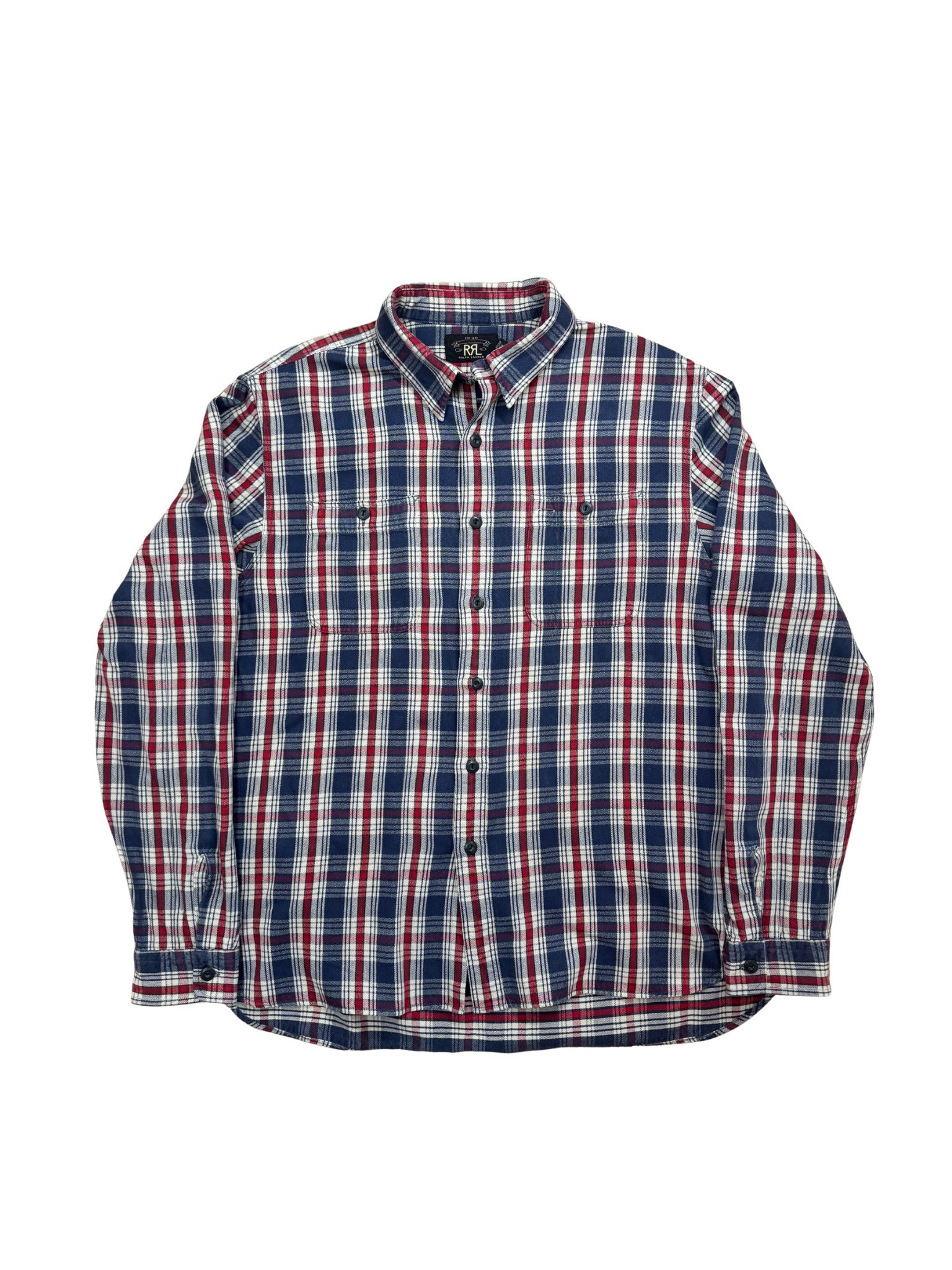 Double RL Lightweight Work Flannel – Navy/Red/Ivory Check (XL)