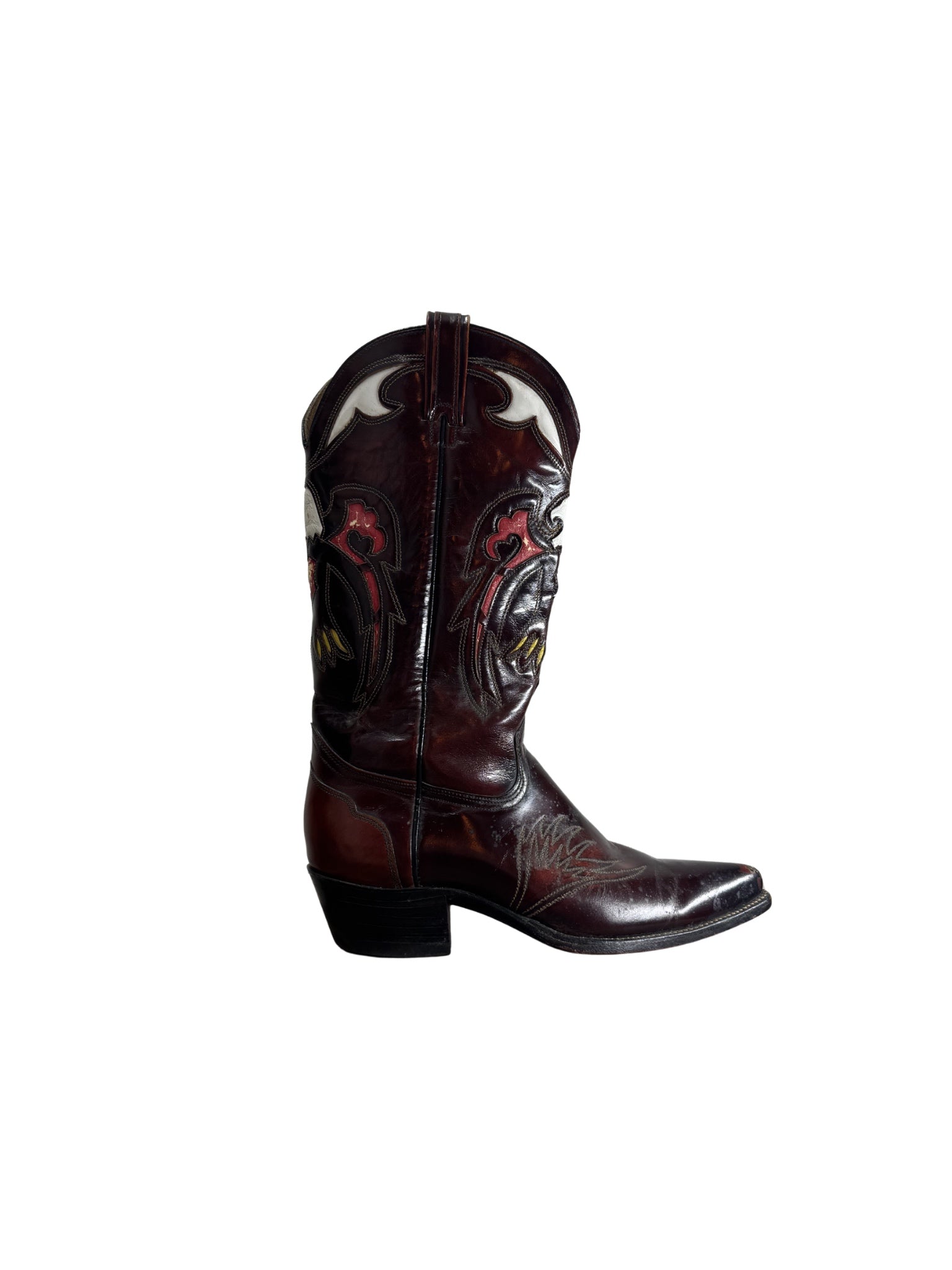 Vintage Handcrafted Western Cowboy Boots – Burgundy (43-43.5)