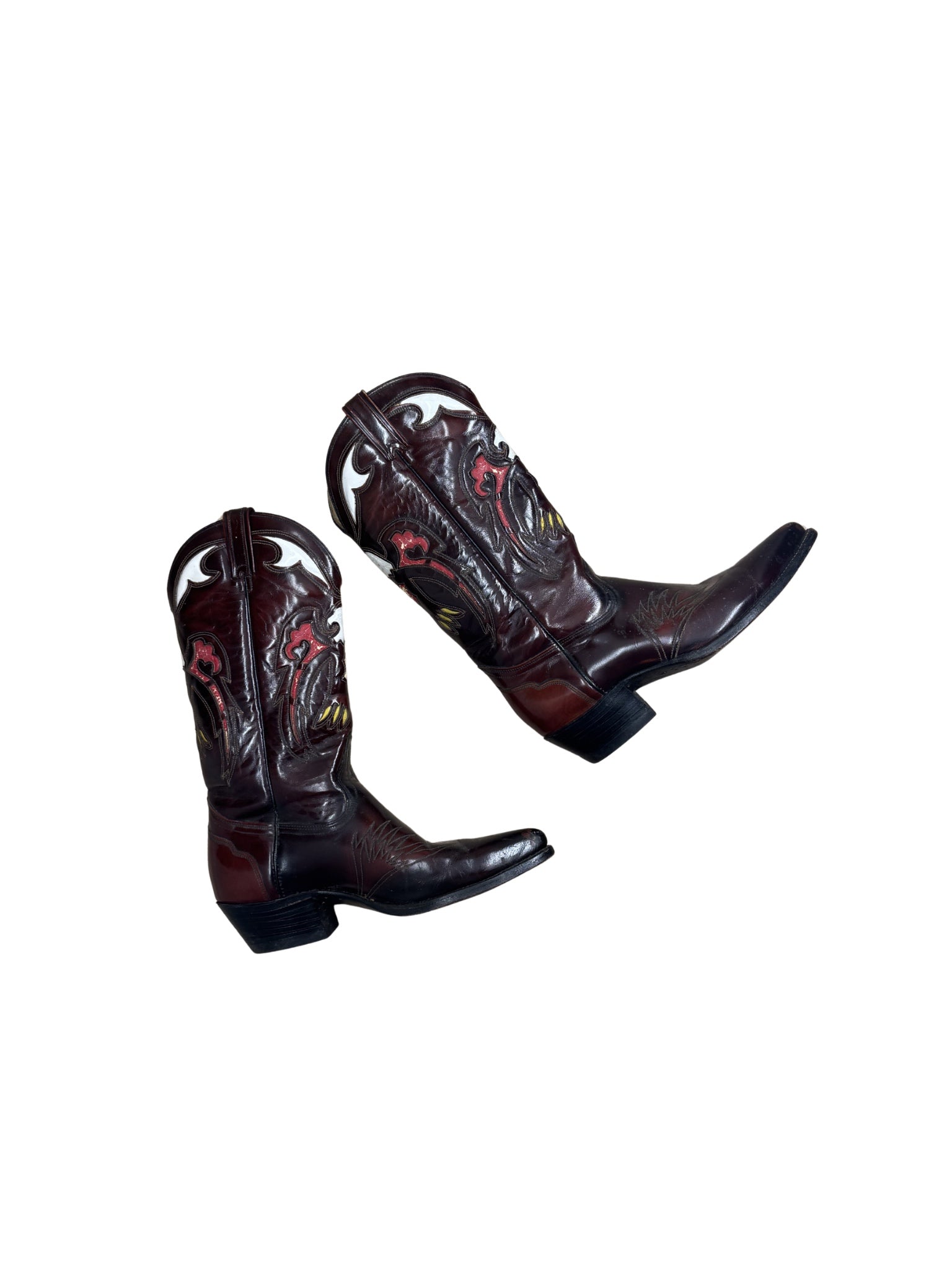 Vintage Handcrafted Western Cowboy Boots – Burgundy (43-43.5)