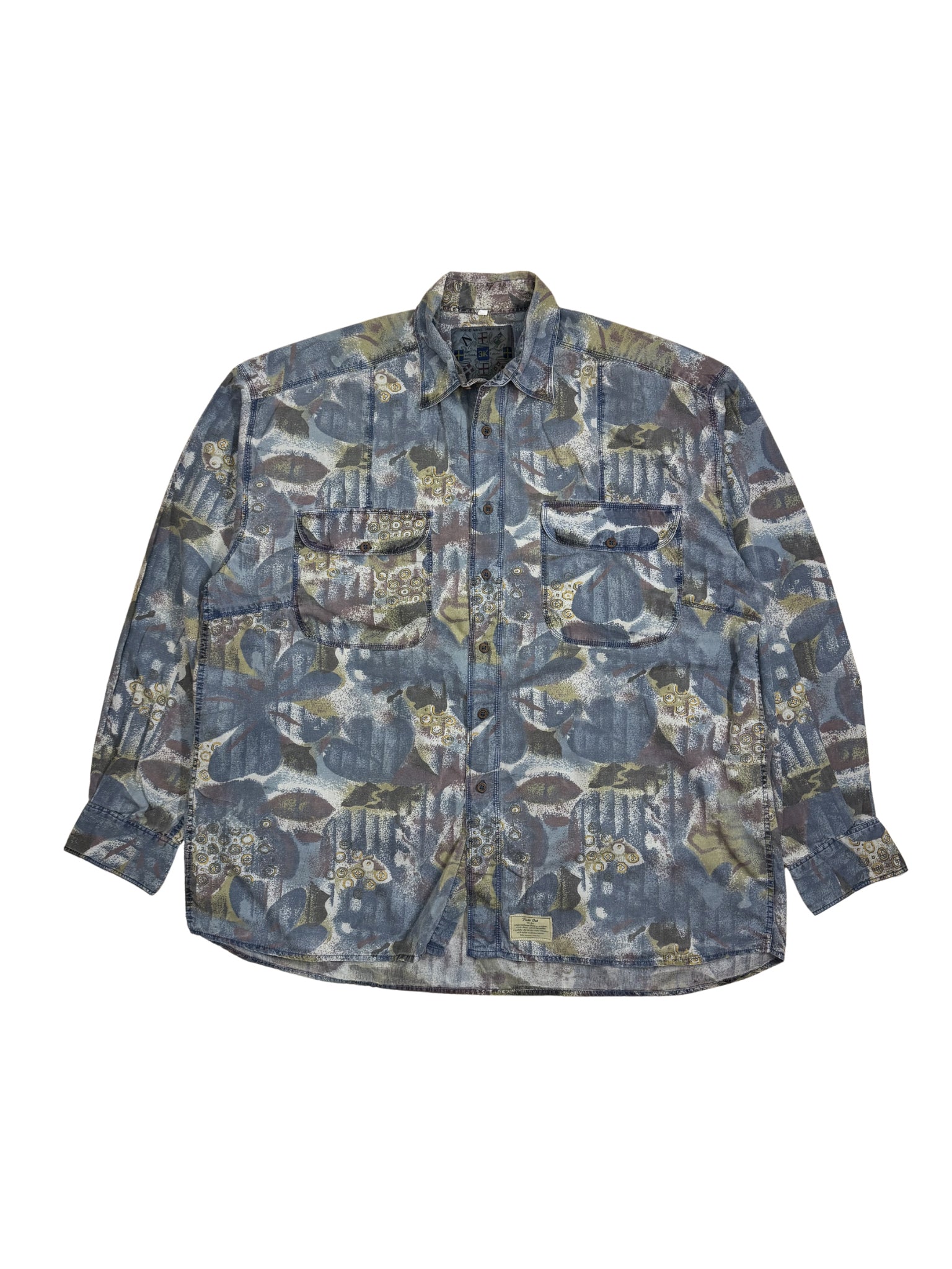 Vintage EK Fabric Concept Pattern Shirt – 90s Utility (L)