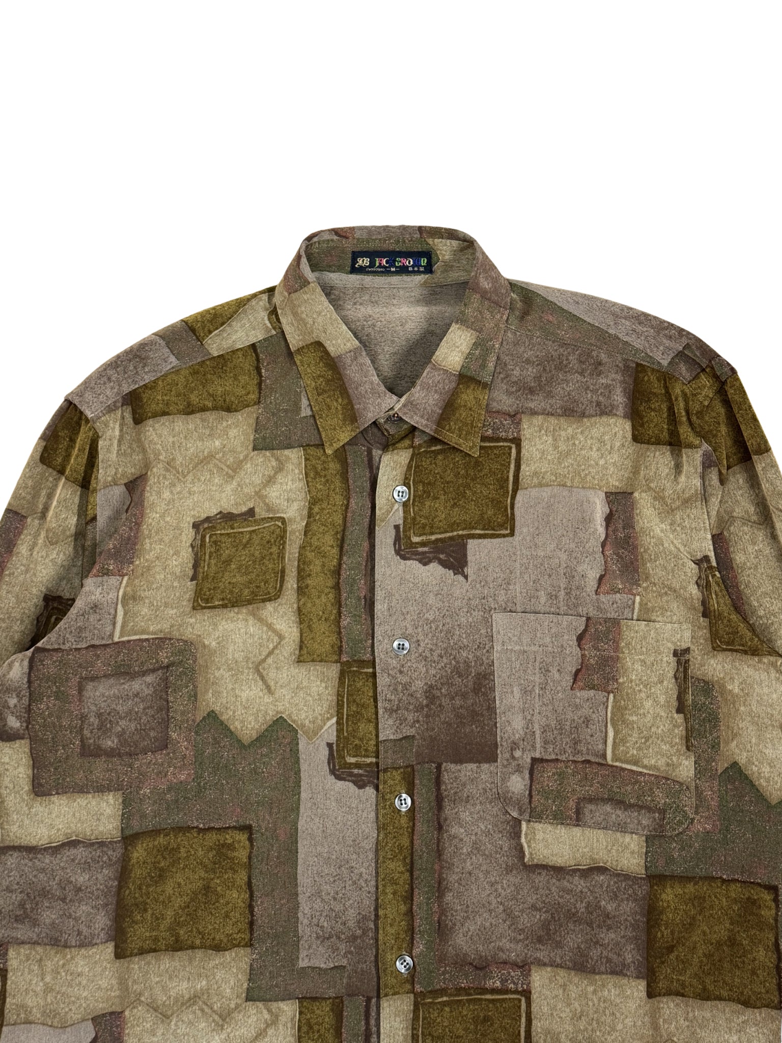 Vintage B.C. Round Japanese Pattern Shirt – Made in Japan (M)