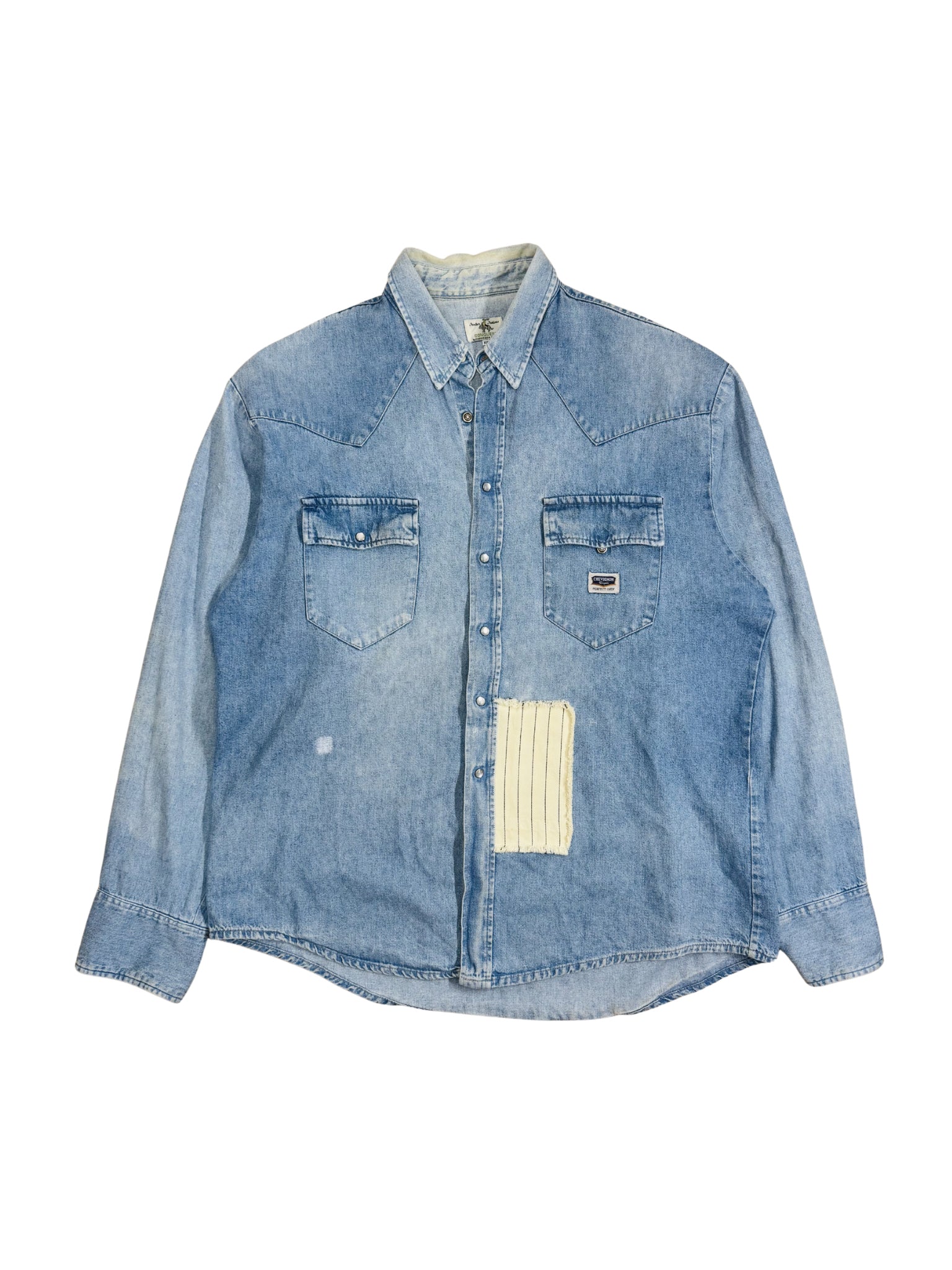 Vintage Chevignon Denim Western Shirt – Repaired (XL)