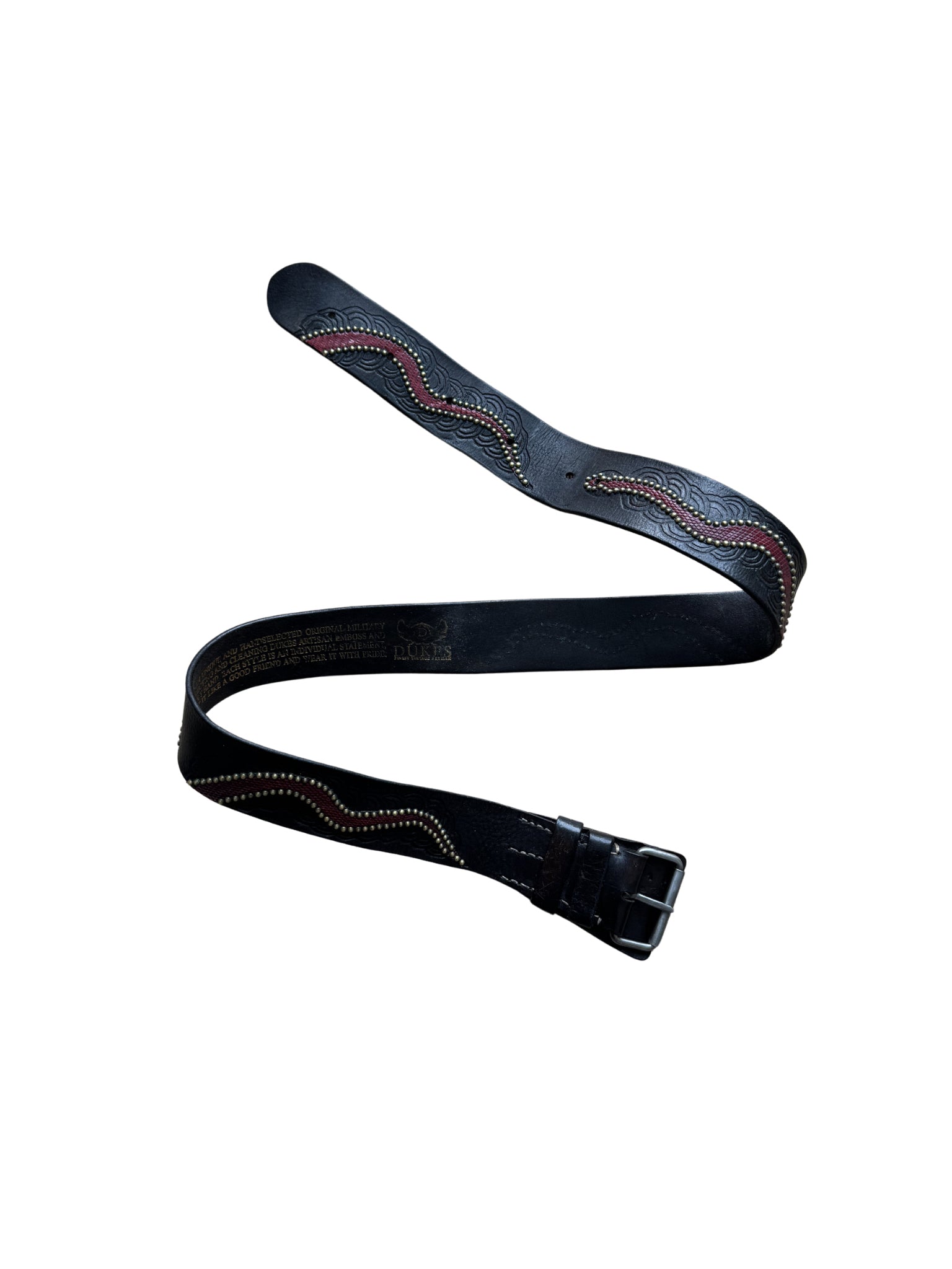 Dukes Finest Artisan Leather Belt – Brass Wave Studs