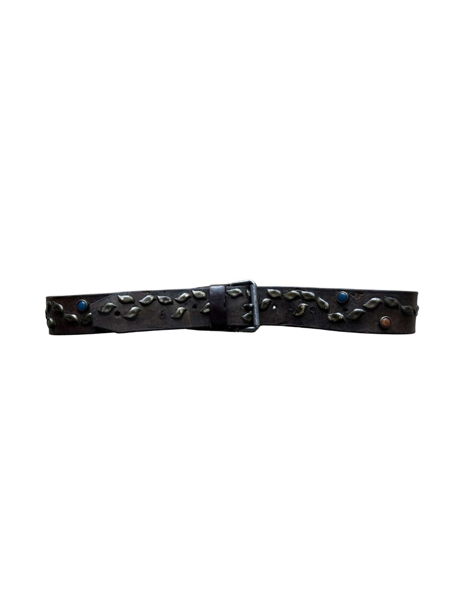 Dukes Finest Artisan Leather Belt – Mixed Gemstone Studs