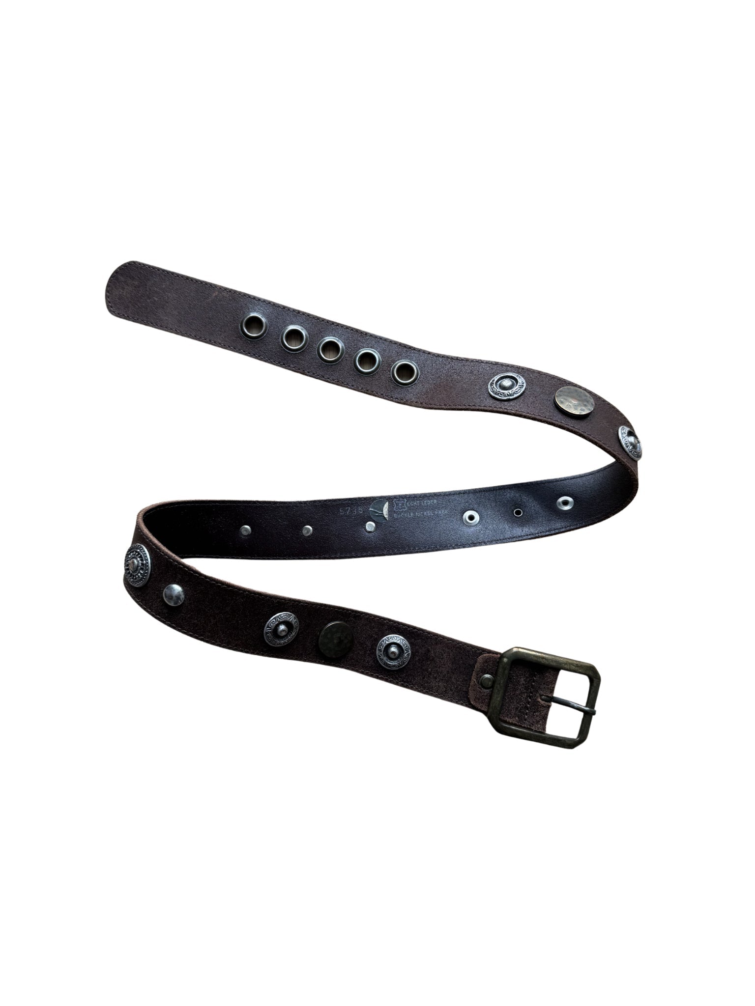 Buffalo Leather Belt – Concho Studs & Eyelets - Shinka