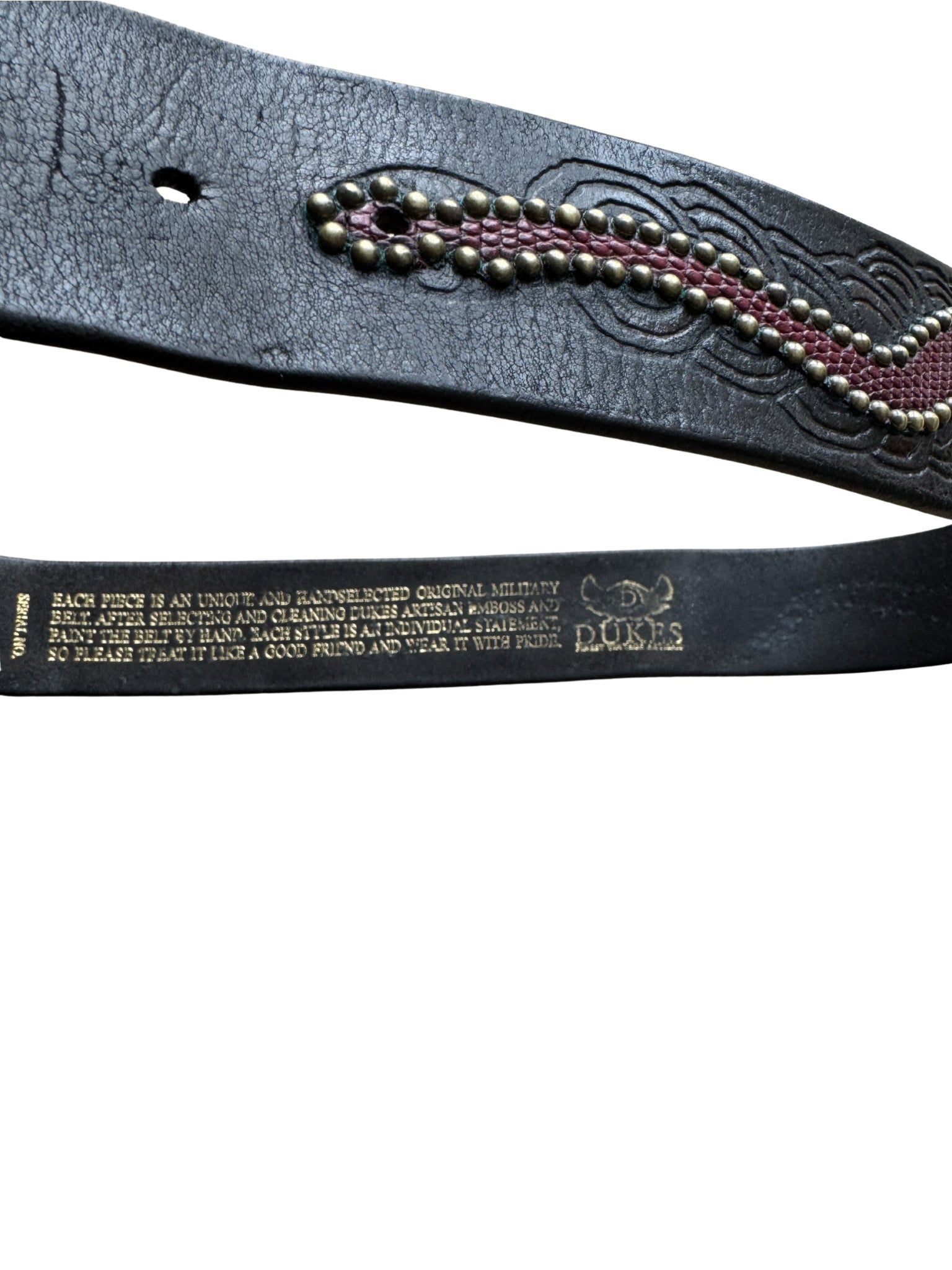 Dukes Finest Artisan Leather Belt – Brass Wave Studs - Shinka