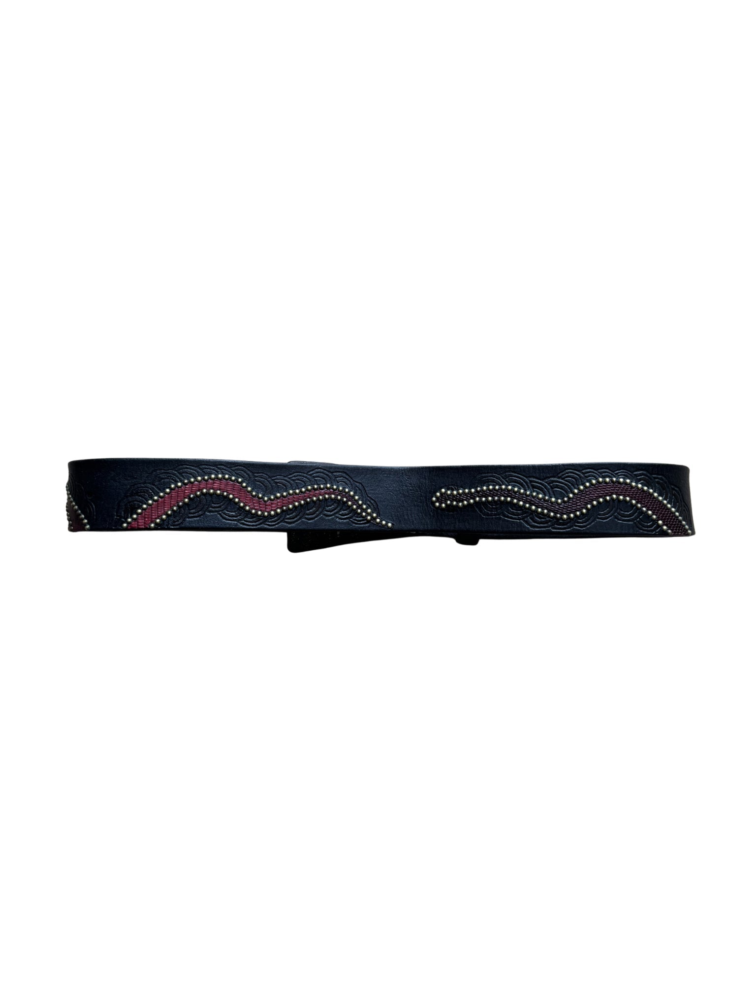 Dukes Finest Artisan Leather Belt – Brass Wave Studs - Shinka