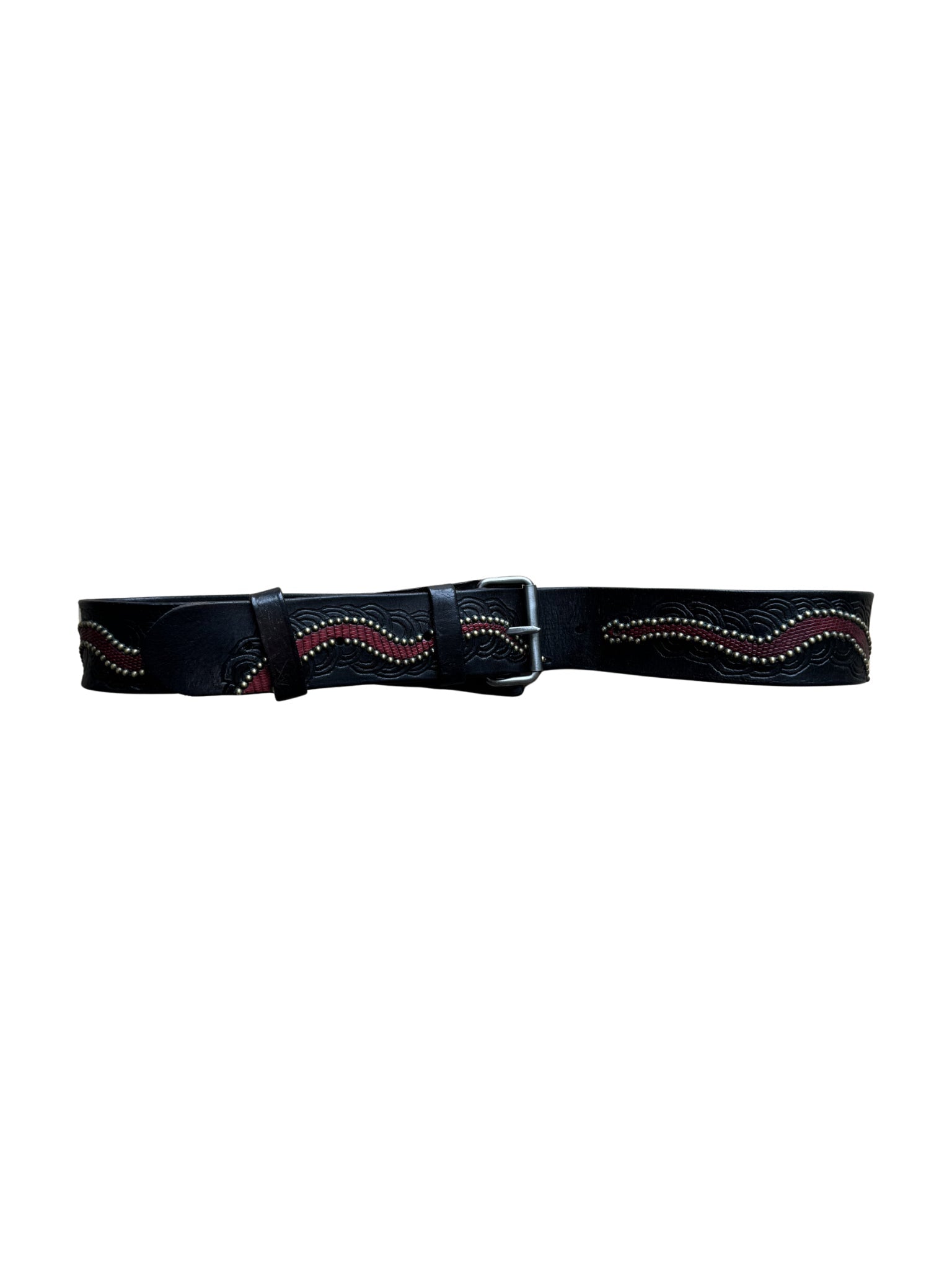Dukes Finest Artisan Leather Belt – Brass Wave Studs - Shinka