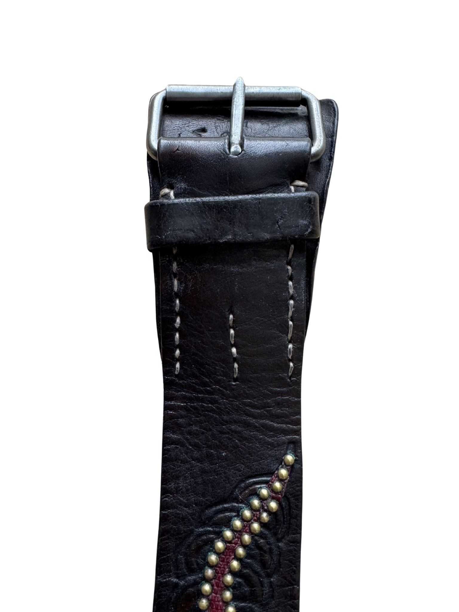 Dukes Finest Artisan Leather Belt – Brass Wave Studs - Shinka