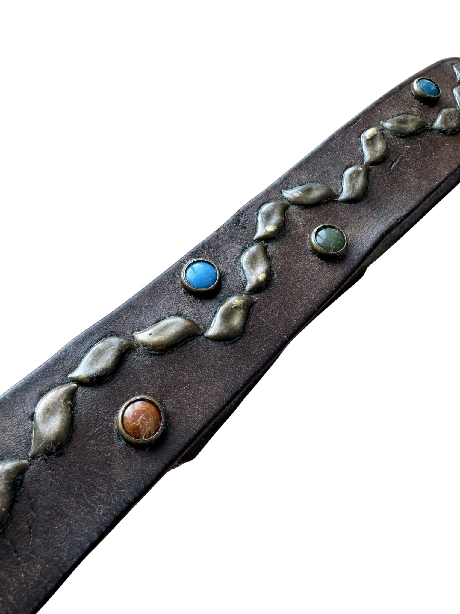 Dukes Finest Artisan Leather Belt – Mixed Gemstone Studs - Shinka