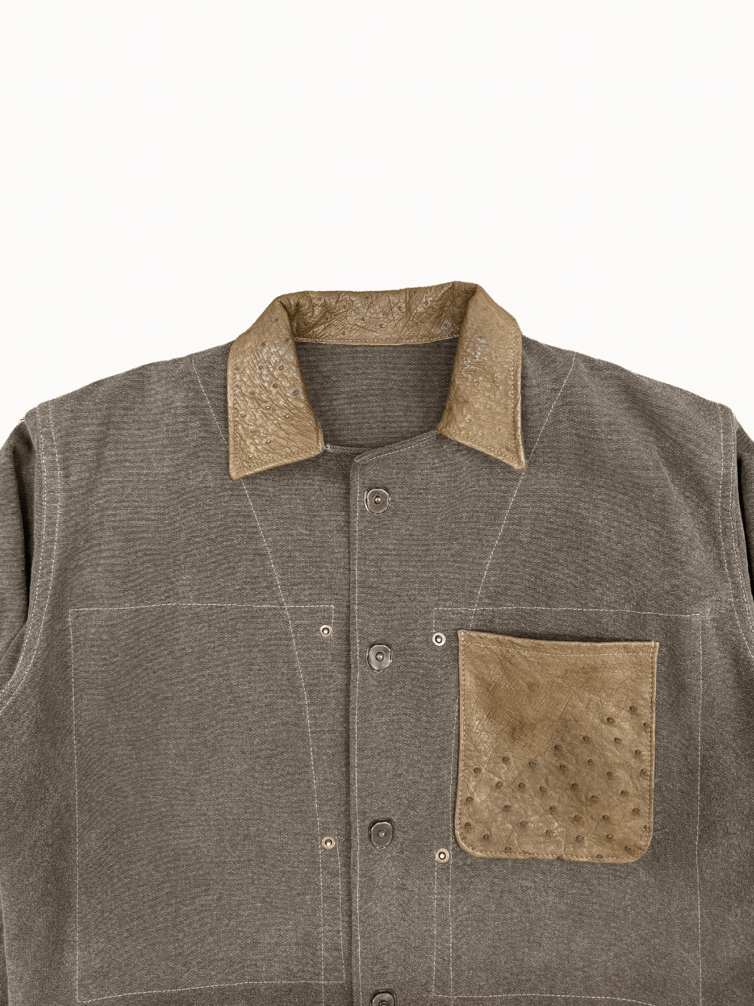Dukes Finest Artisan No. 0046 – Canvas & Ostrich Leather Jacket (L) - Shinka