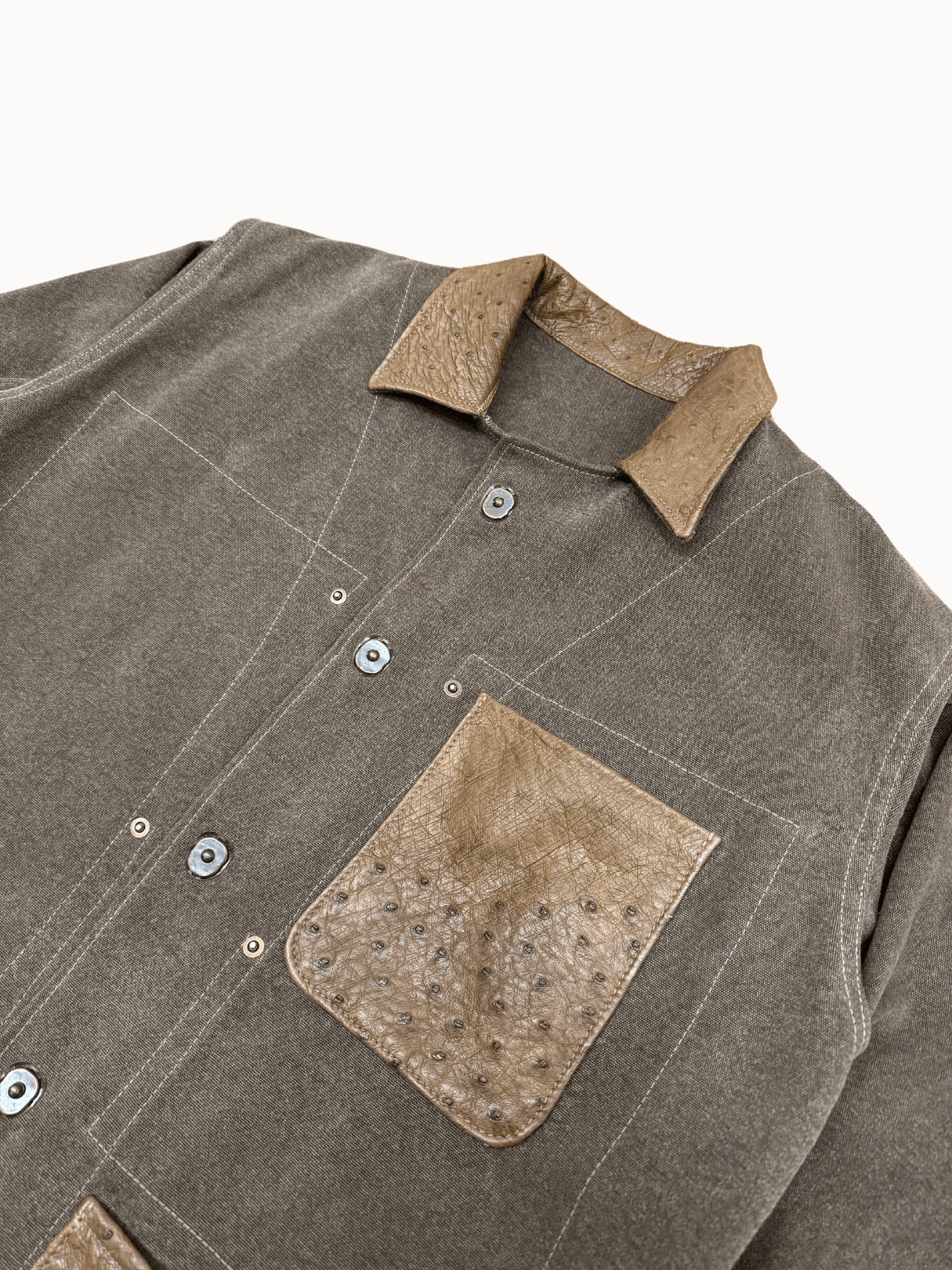 Dukes Finest Artisan No. 0046 – Canvas & Ostrich Leather Jacket (L) - Shinka