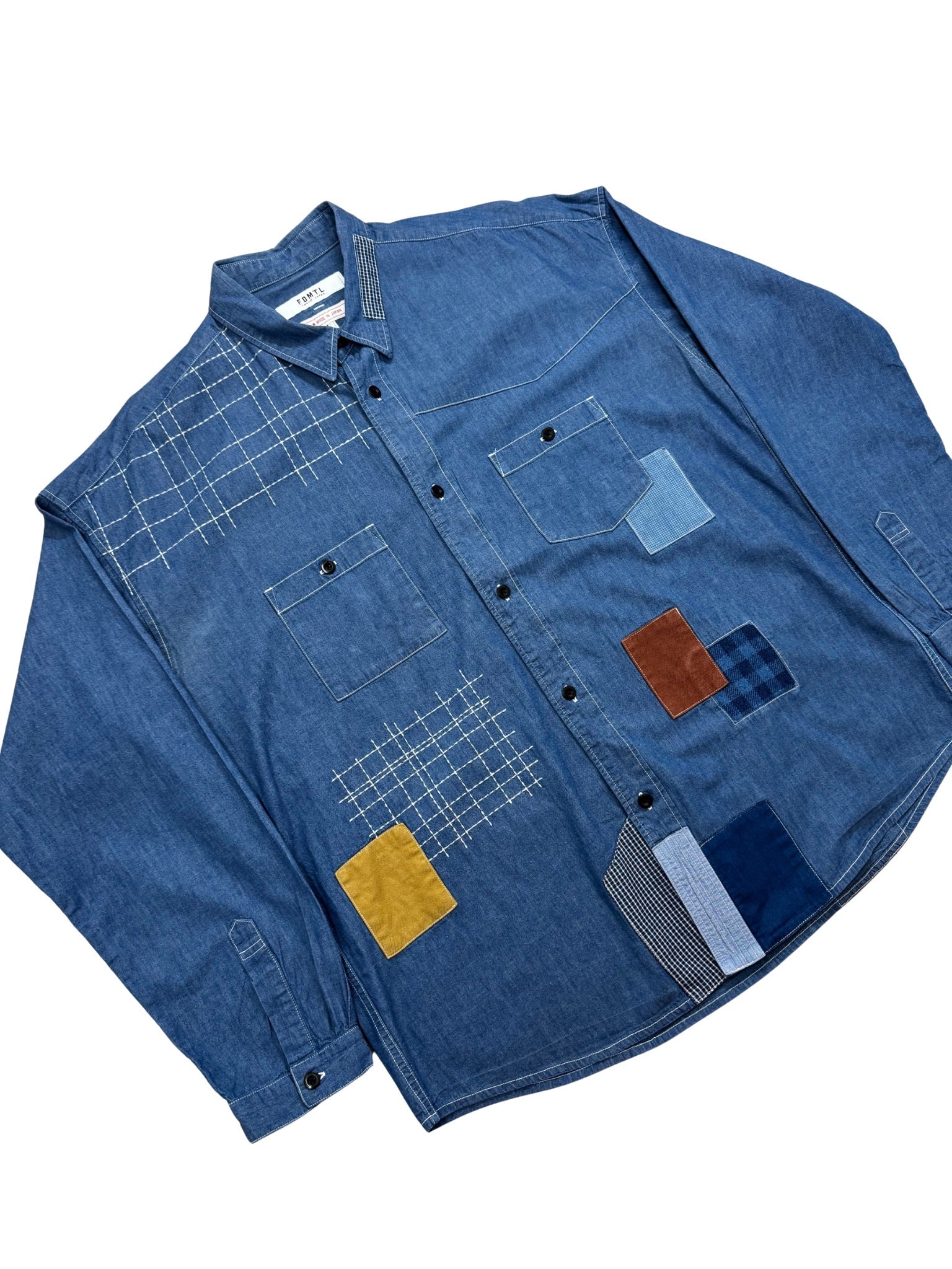 FDMTL Boro Patchwork Chambray Shirt – Made in Japan (XL) - Shinka