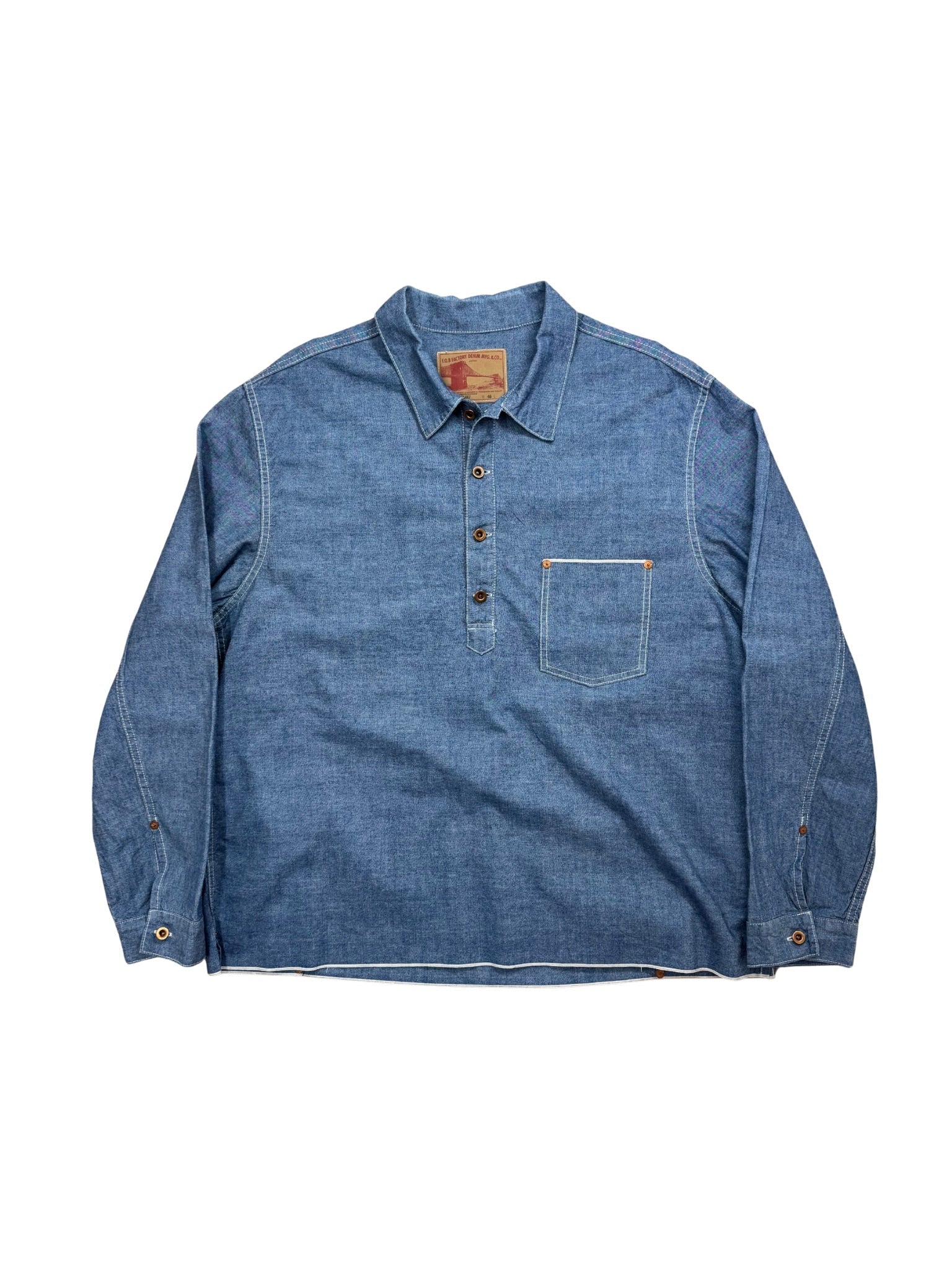 F.O.B Factory F3487 – Chambray Pullover Work Shirt (XL) - Shinka