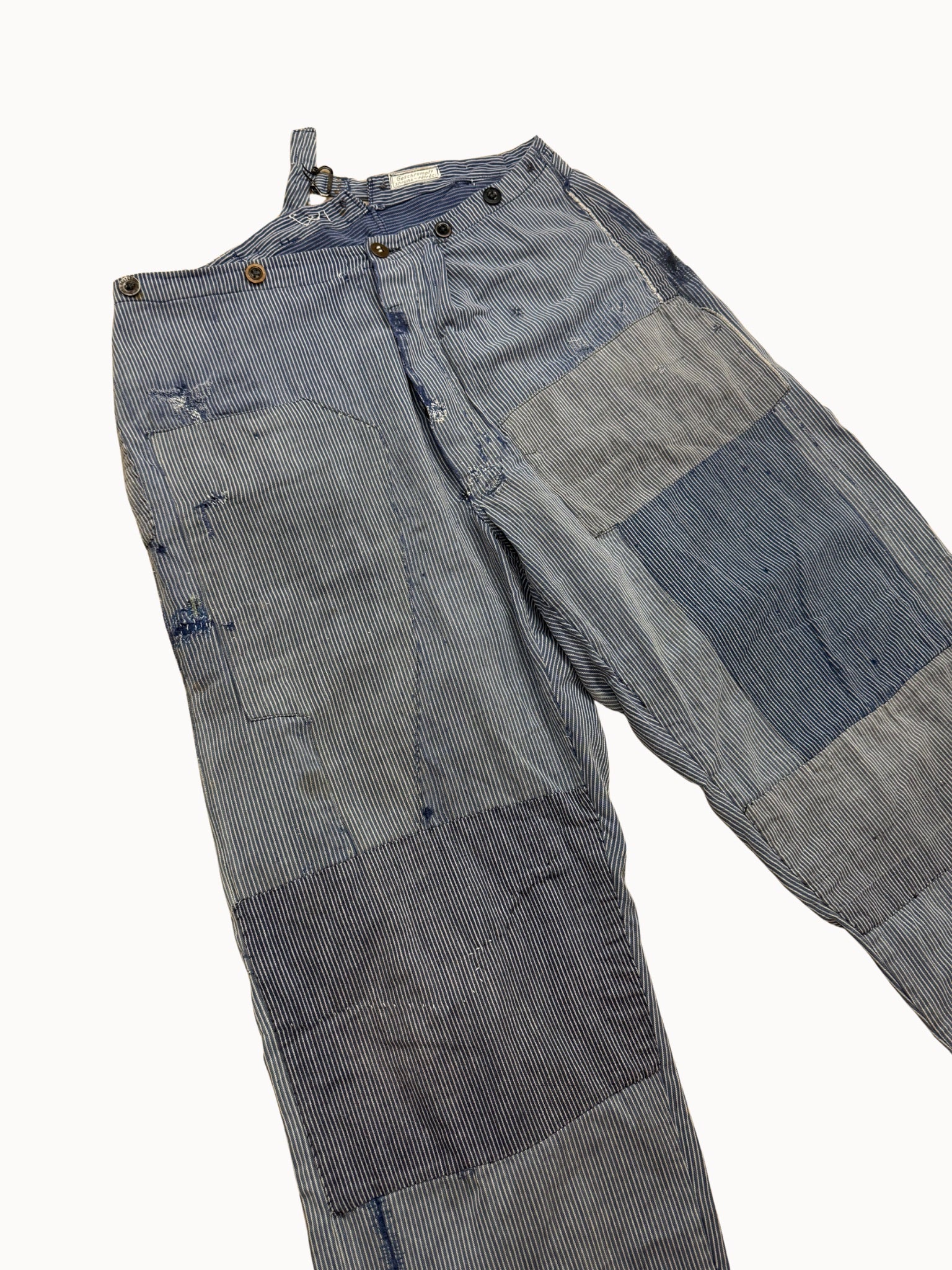 French Work Trousers — Hickory Stripe Cinchback, 1930s/40s - Shinka
