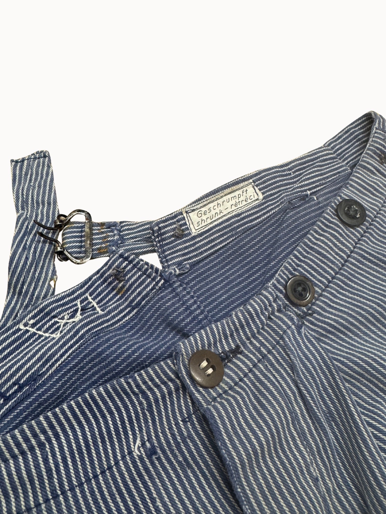French Work Trousers — Hickory Stripe Cinchback, 1930s/40s - Shinka