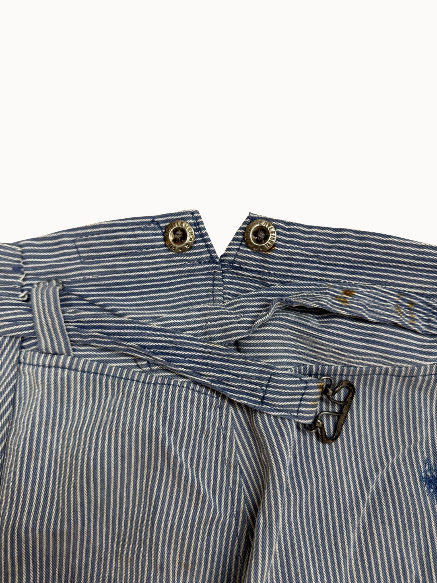 French Work Trousers — Hickory Stripe Cinchback, 1930s/40s - Shinka