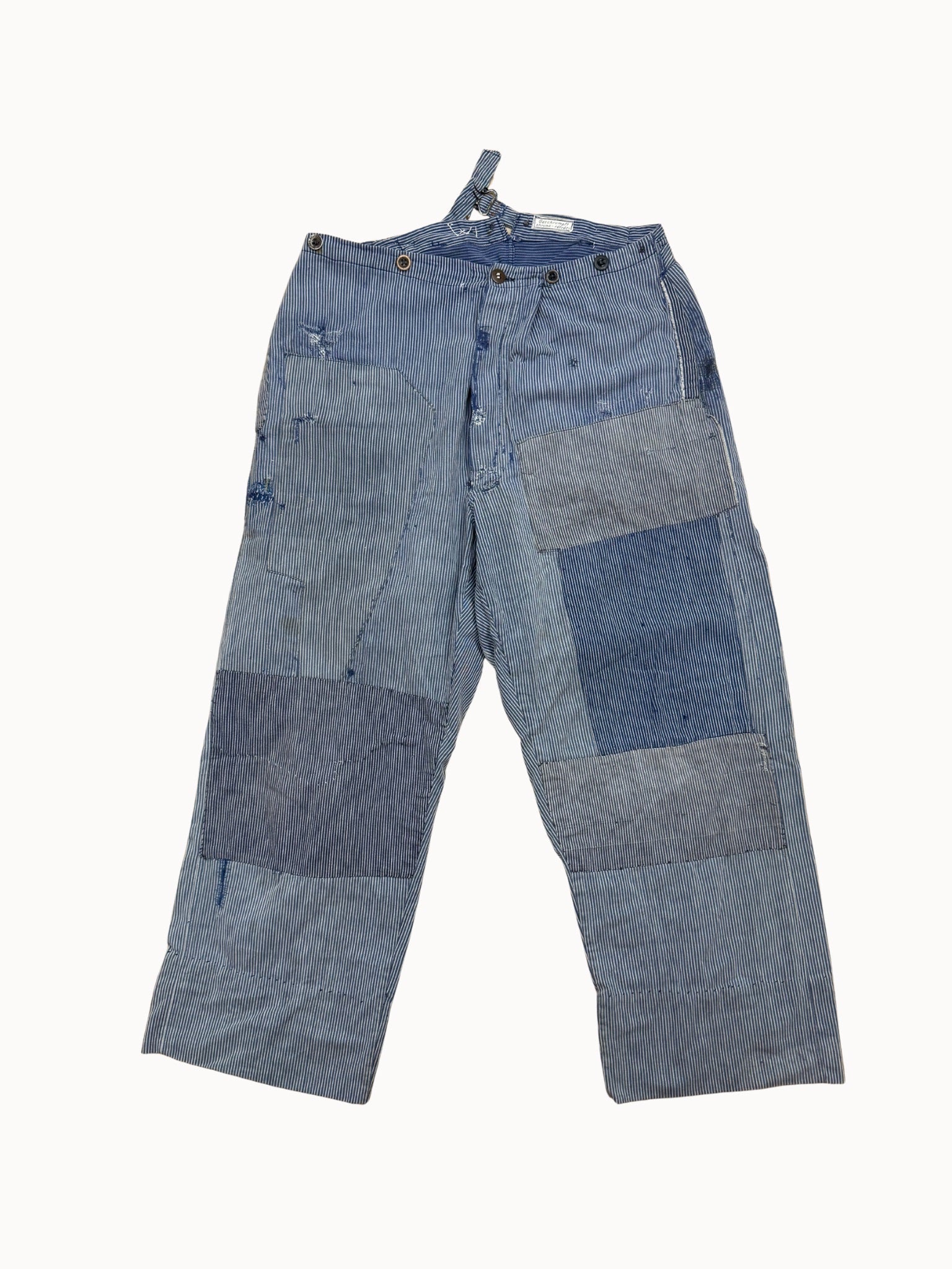 French Work Trousers — Hickory Stripe Cinchback, 1930s/40s - Shinka