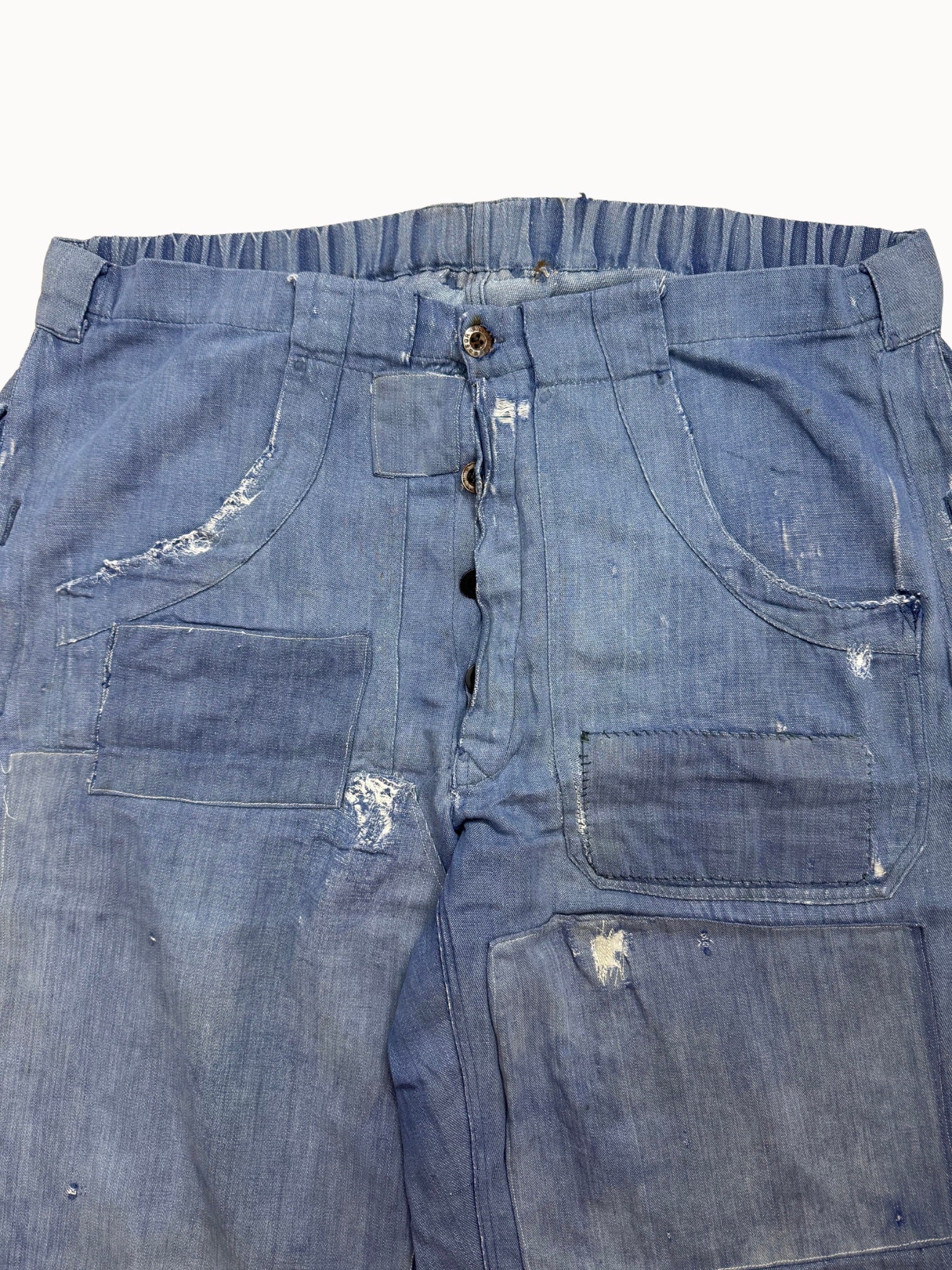 French Work Trousers — Indigo HBT, 1920s/30s (Forveille Button) - Shinka