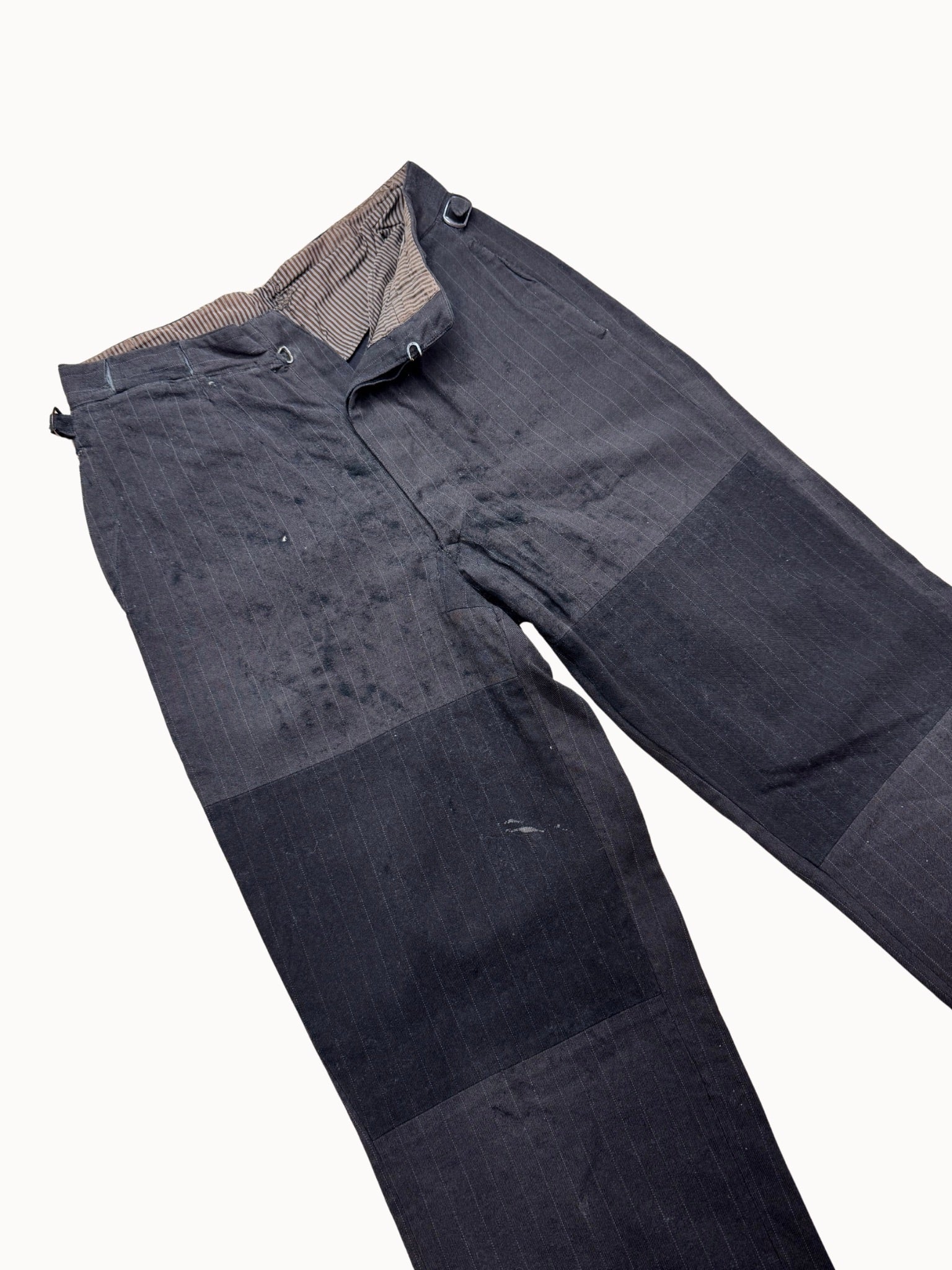 French Work Trousers — Pinstripe Cinchback, 1920s/30s - Shinka