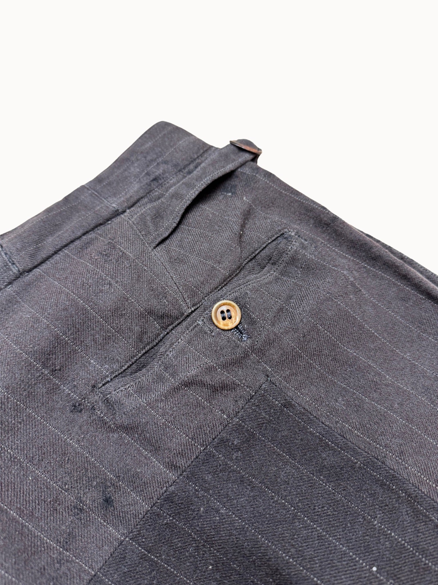 French Work Trousers — Pinstripe Cinchback, 1920s/30s - Shinka