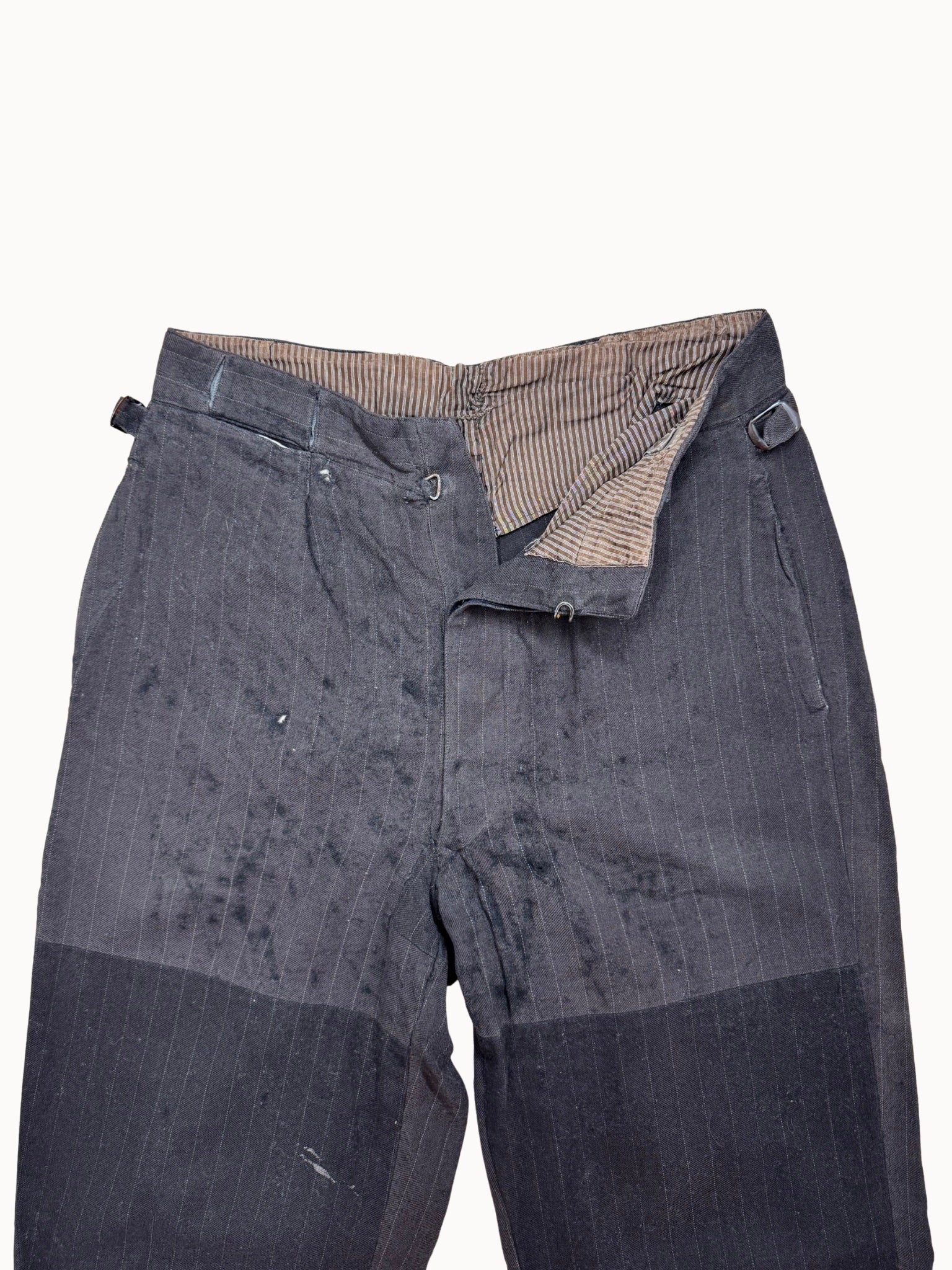 French Work Trousers — Pinstripe Cinchback, 1920s/30s - Shinka