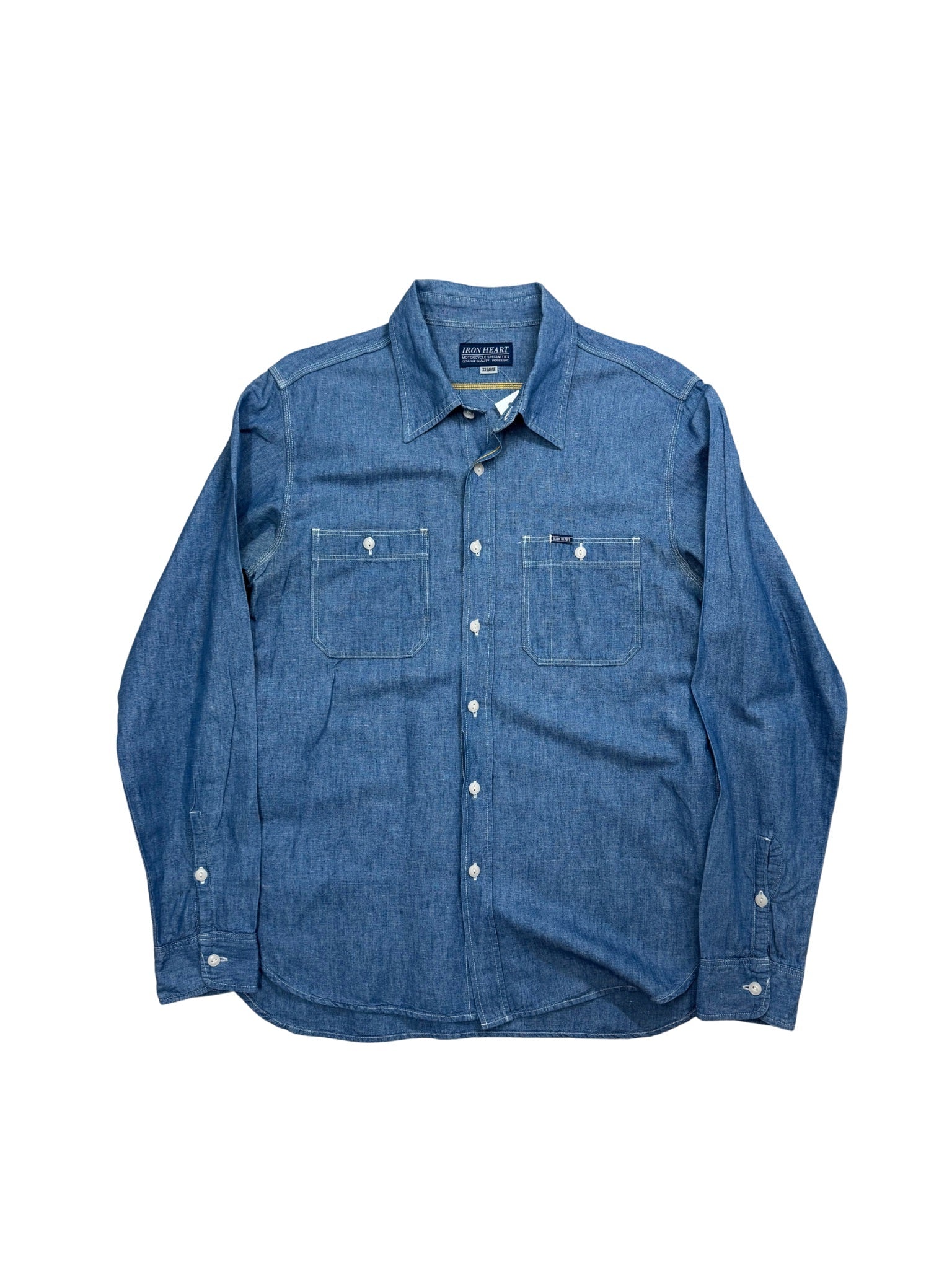 Iron Heart IHSH - 21 – 10oz Indigo Selvedge Chambray Work Shirt (XXL) - Shinka