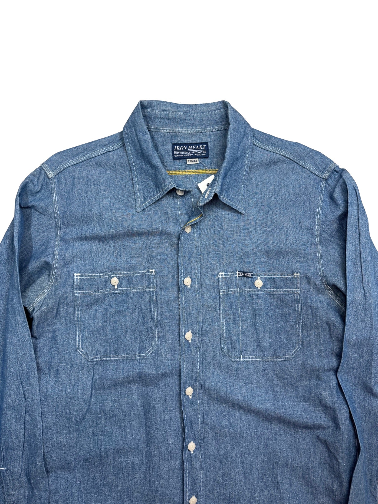 Iron Heart IHSH - 21 – 10oz Indigo Selvedge Chambray Work Shirt (XXL) - Shinka