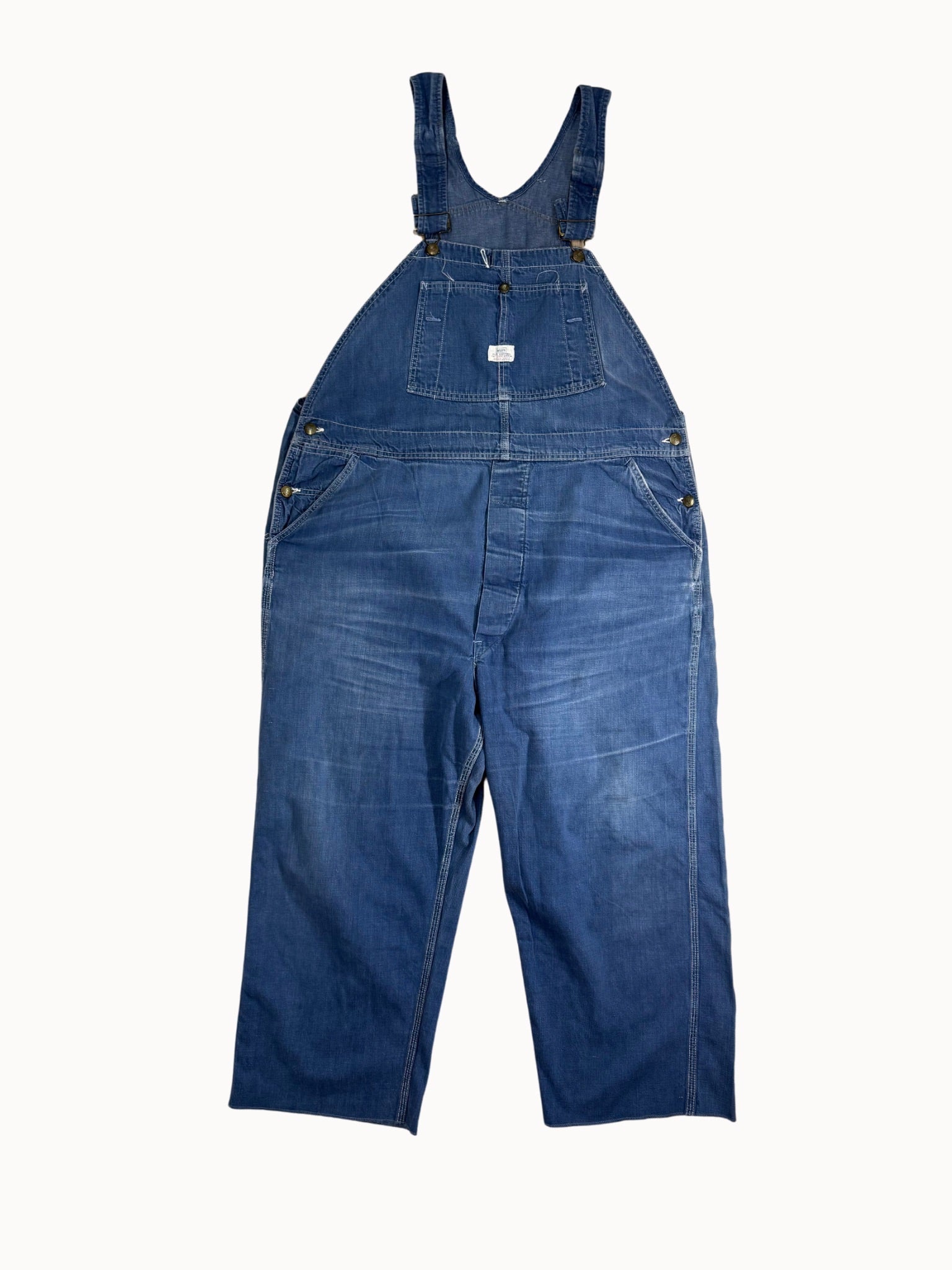 Vintage 1970s Sears Bib Overall – Indigo Denim (W46 L30) - Shinka