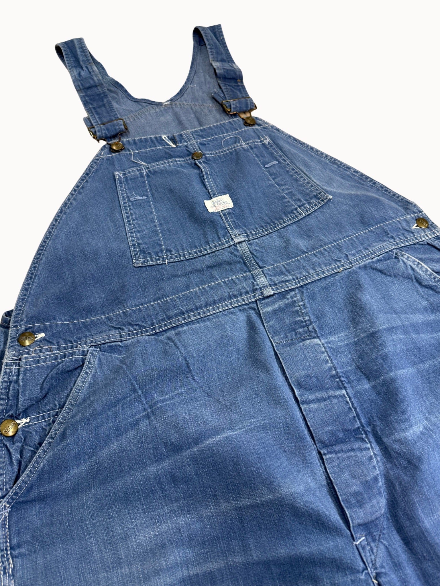 Vintage 1970s Sears Bib Overall – Indigo Denim (W46 L30) - Shinka