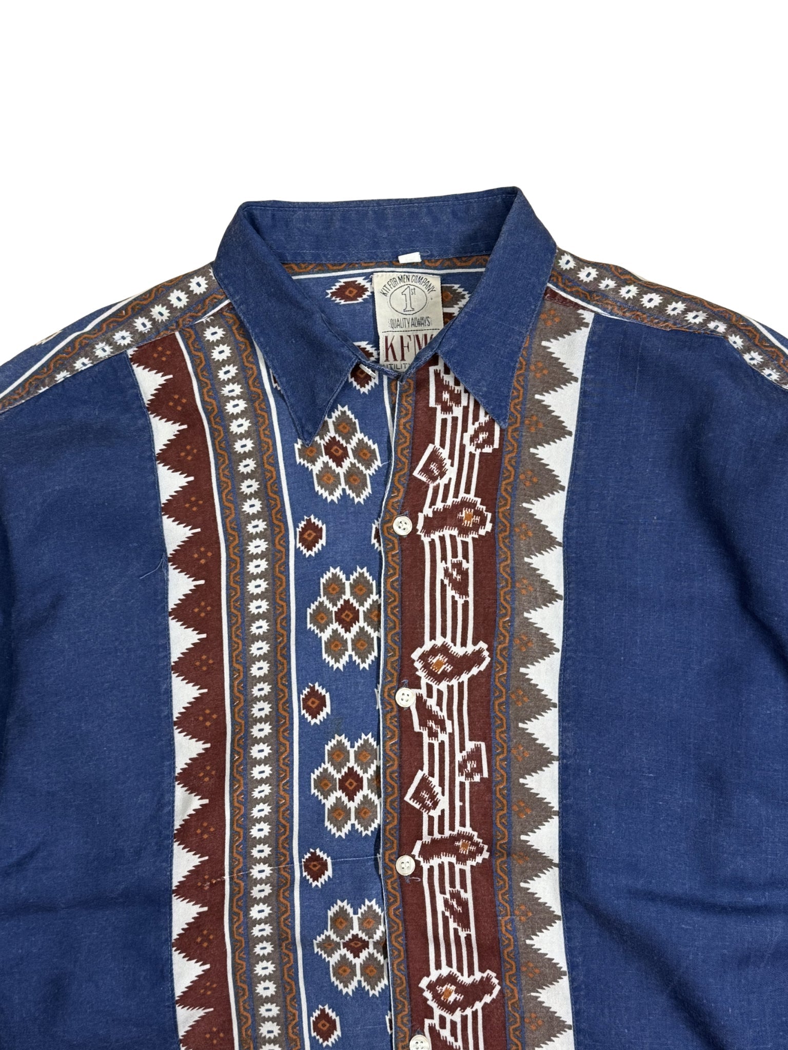 Vintage Ethnic Pattern Shirt – KFMC Utility Wear (L) - Shinka