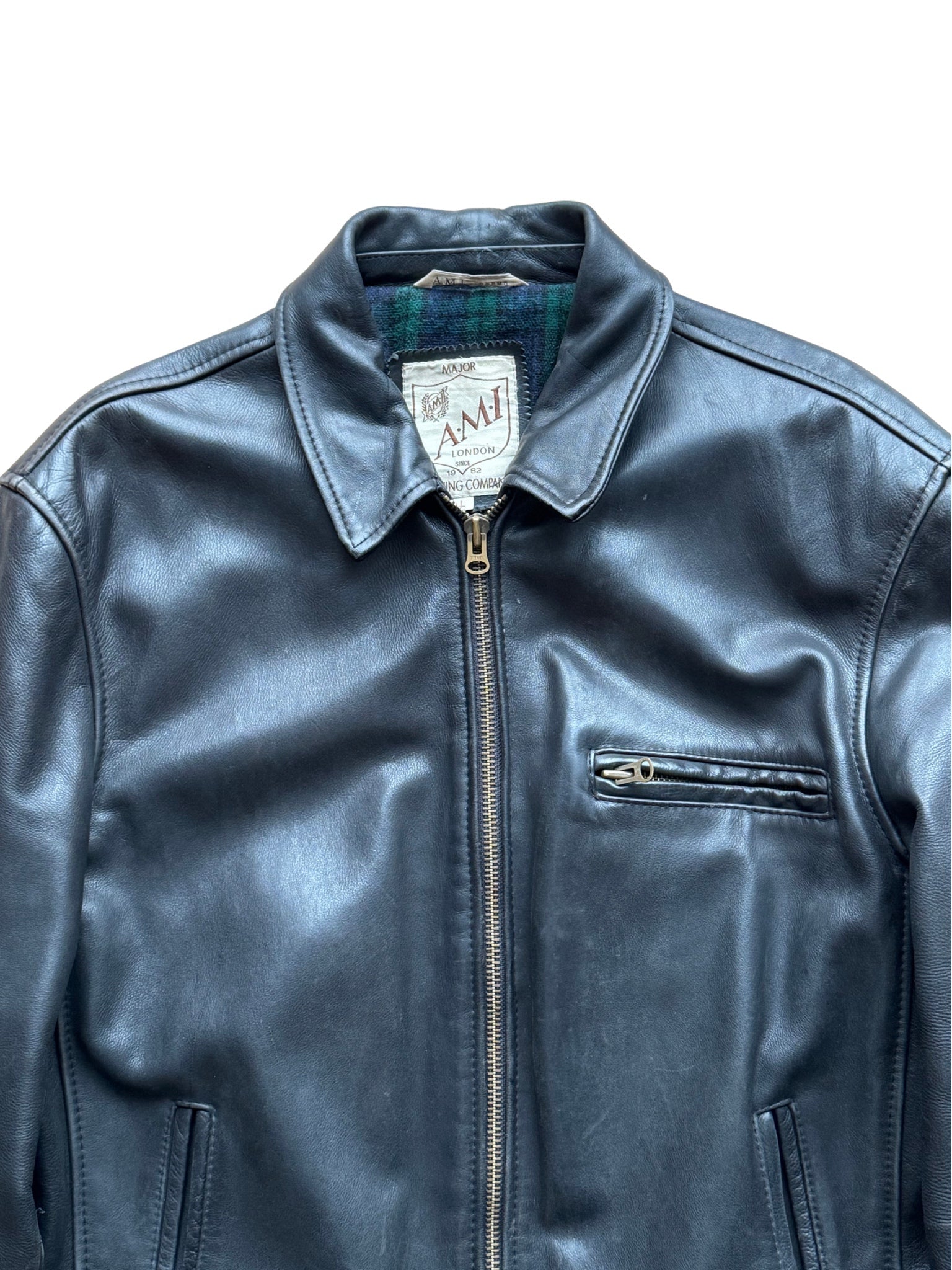 Vtg AMI London Leather Jacket – Black (L) - Shinka